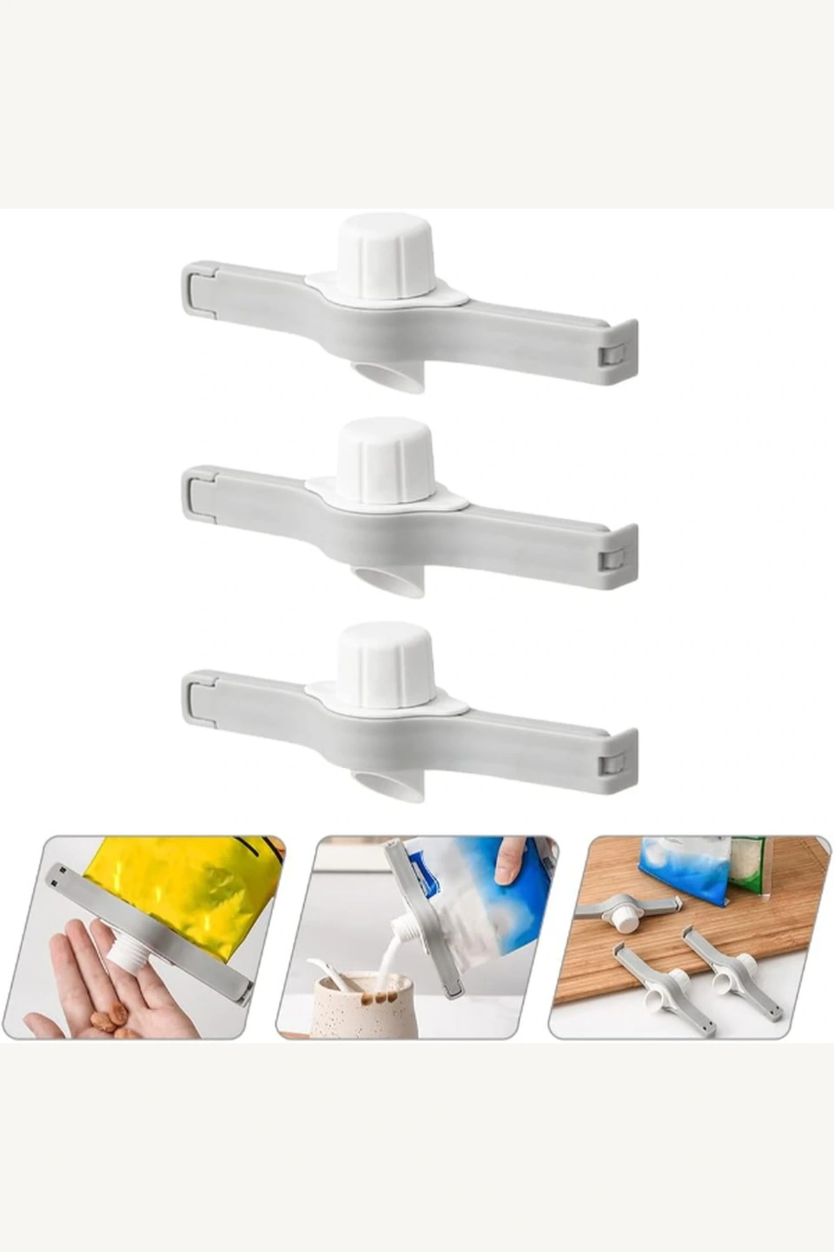 Sızdırmaz Kapaklı Kontrollü Dökme Ağzı Gıda Saklama Klipsi Kahve Bakliyat Mutfak Tazelik Koruyucu Klips