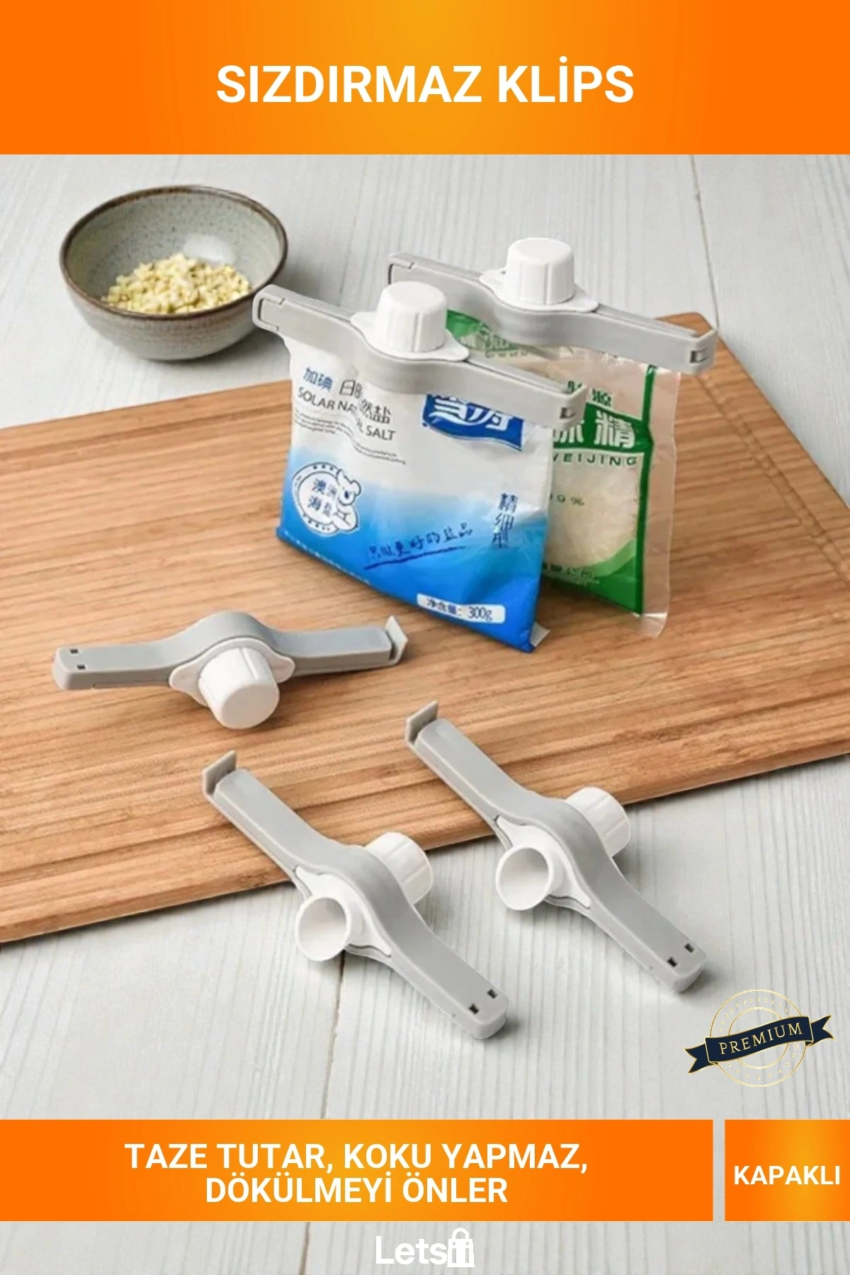 Sızdırmaz Kapaklı Kontrollü Dökme Ağzı Gıda Saklama Klipsi Kahve Bakliyat Mutfak Tazelik Koruyucu Klips