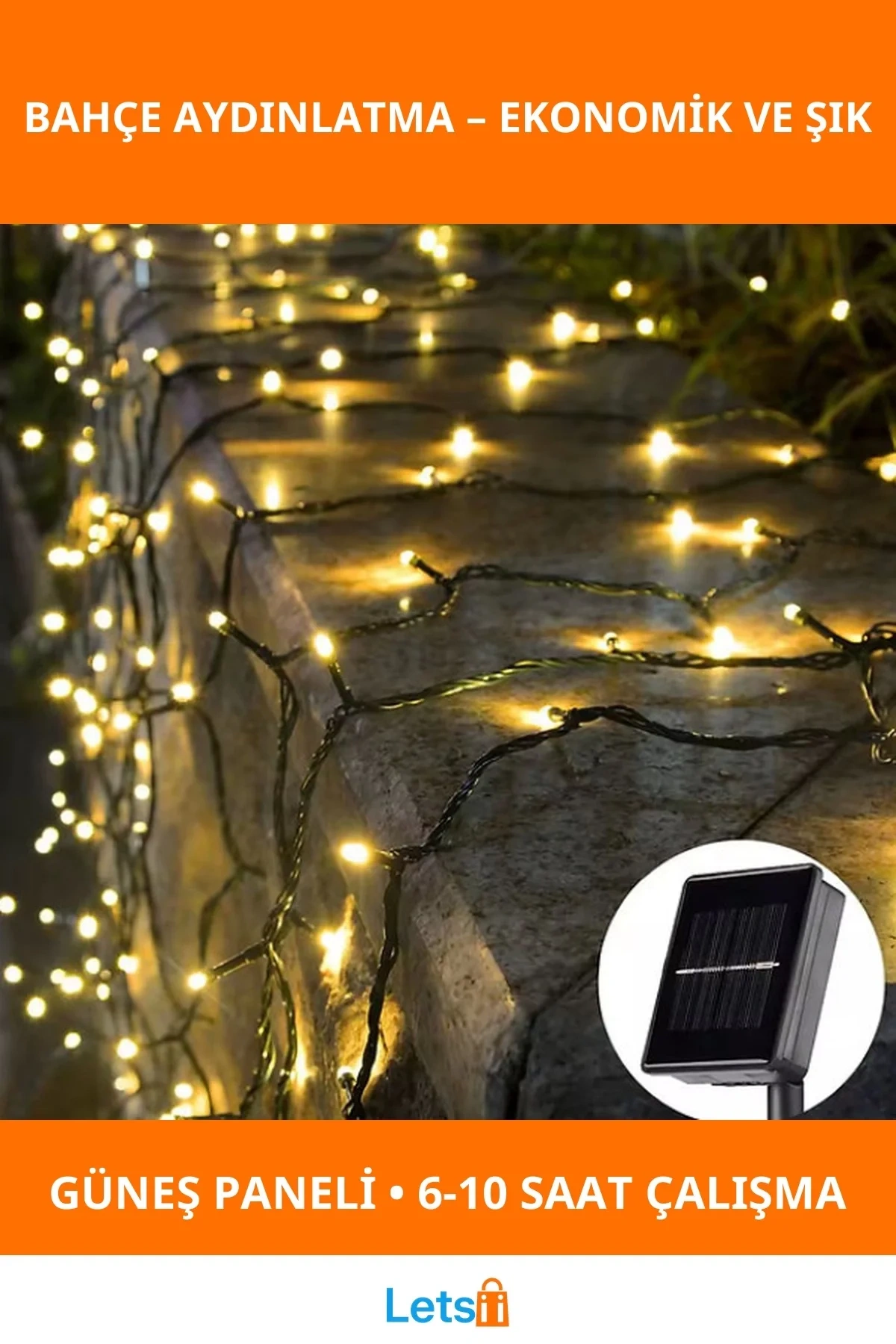 Solar Su Geçirmez Siyah Kablo Bahçe Aydınlatması