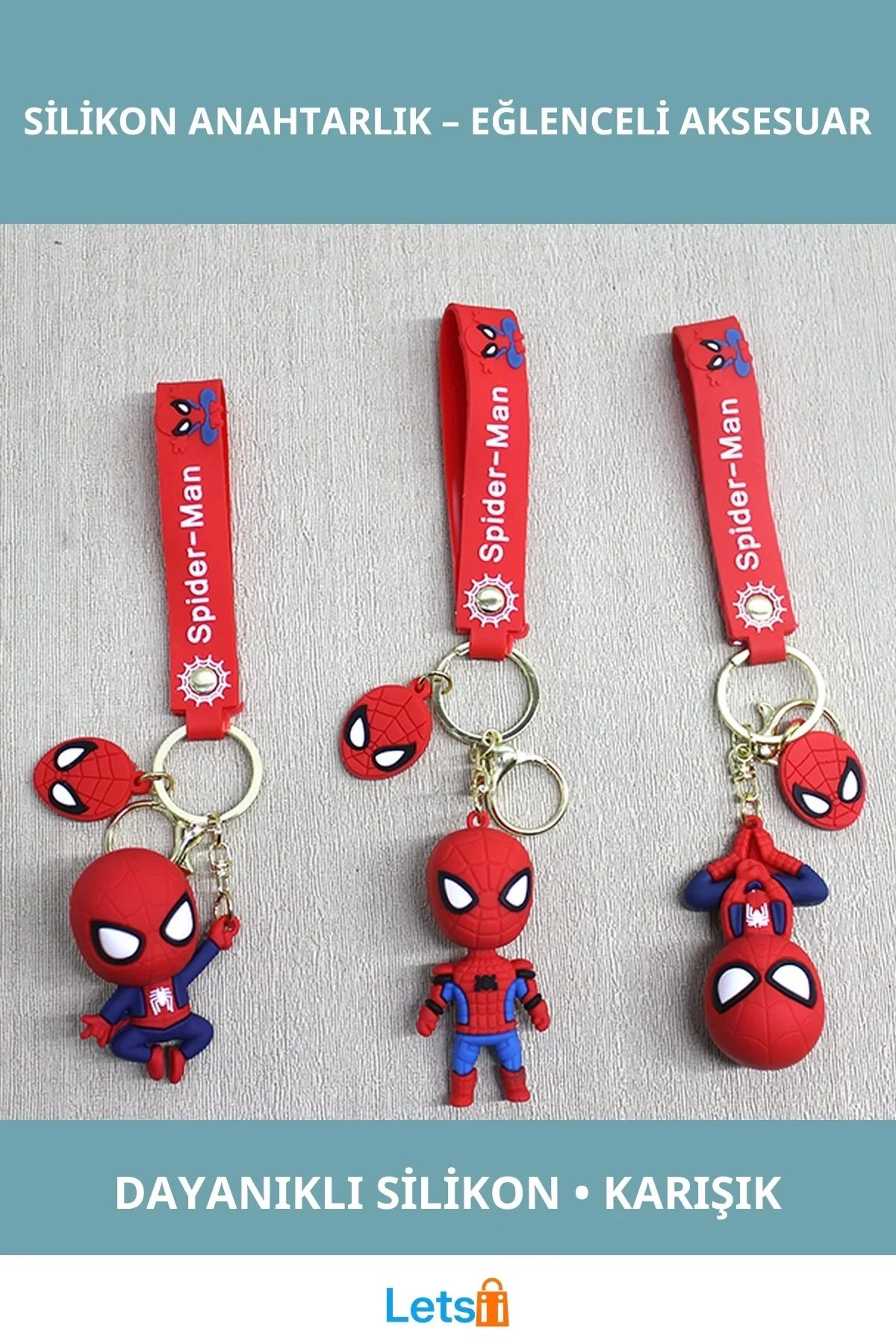 Spiderman Silikon Anahtarlık Kırmızı Renk Eğlenceli Tasarım 21 cm