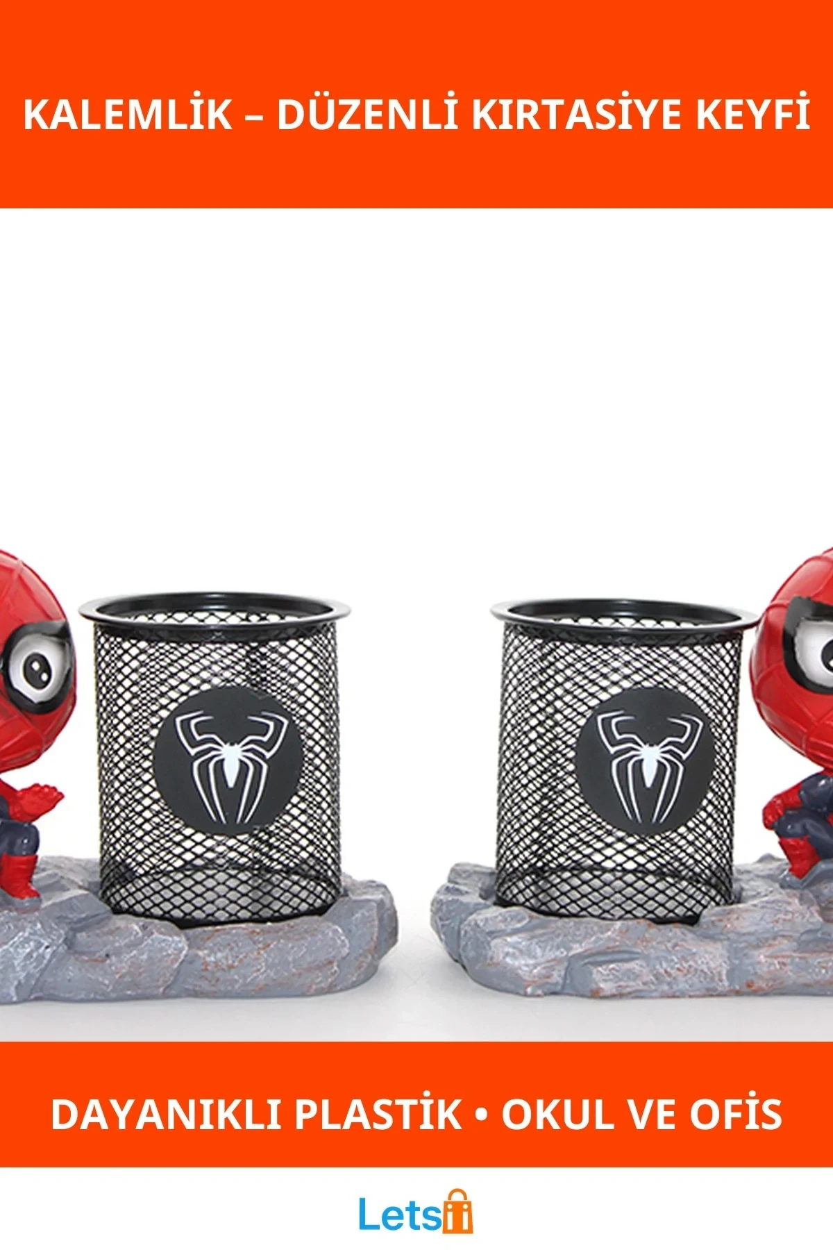 Spiderman Tasarımlı Dayanıklı Kalemlik Okul Ve Ofis Kullanımı İçin