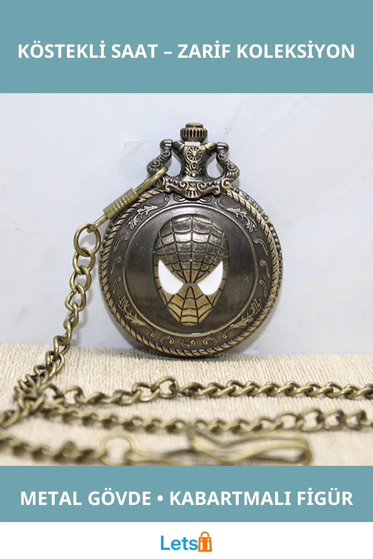 Spiderman Tasarımlı Metal Köstekli Saat Koleksiyonu