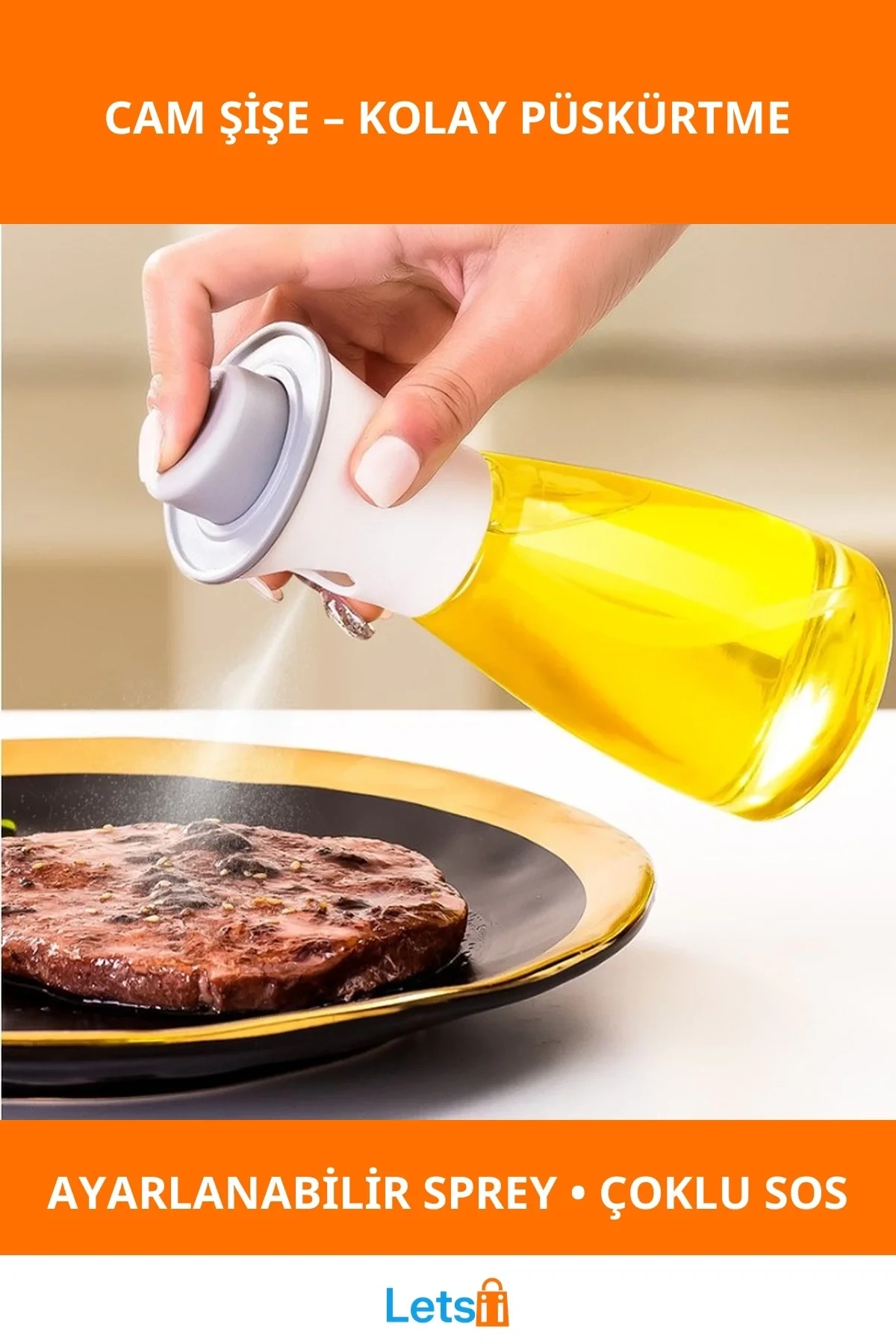 Spreyli Cam Yağ Sirke Şişesi 220 ml