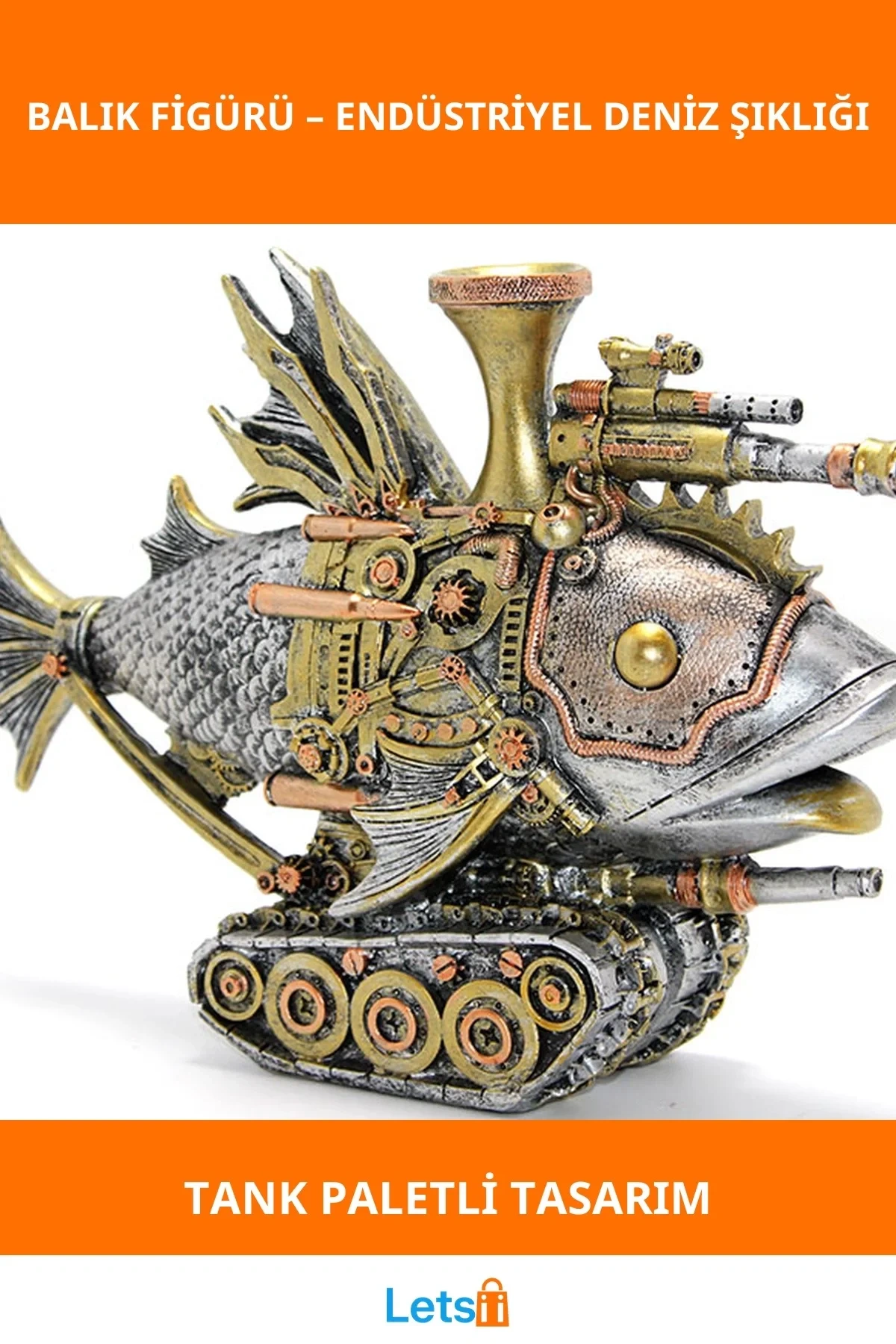 Steampunk Polyester Tasarım Balık Figürü Şık Dekoratif Aksesuar