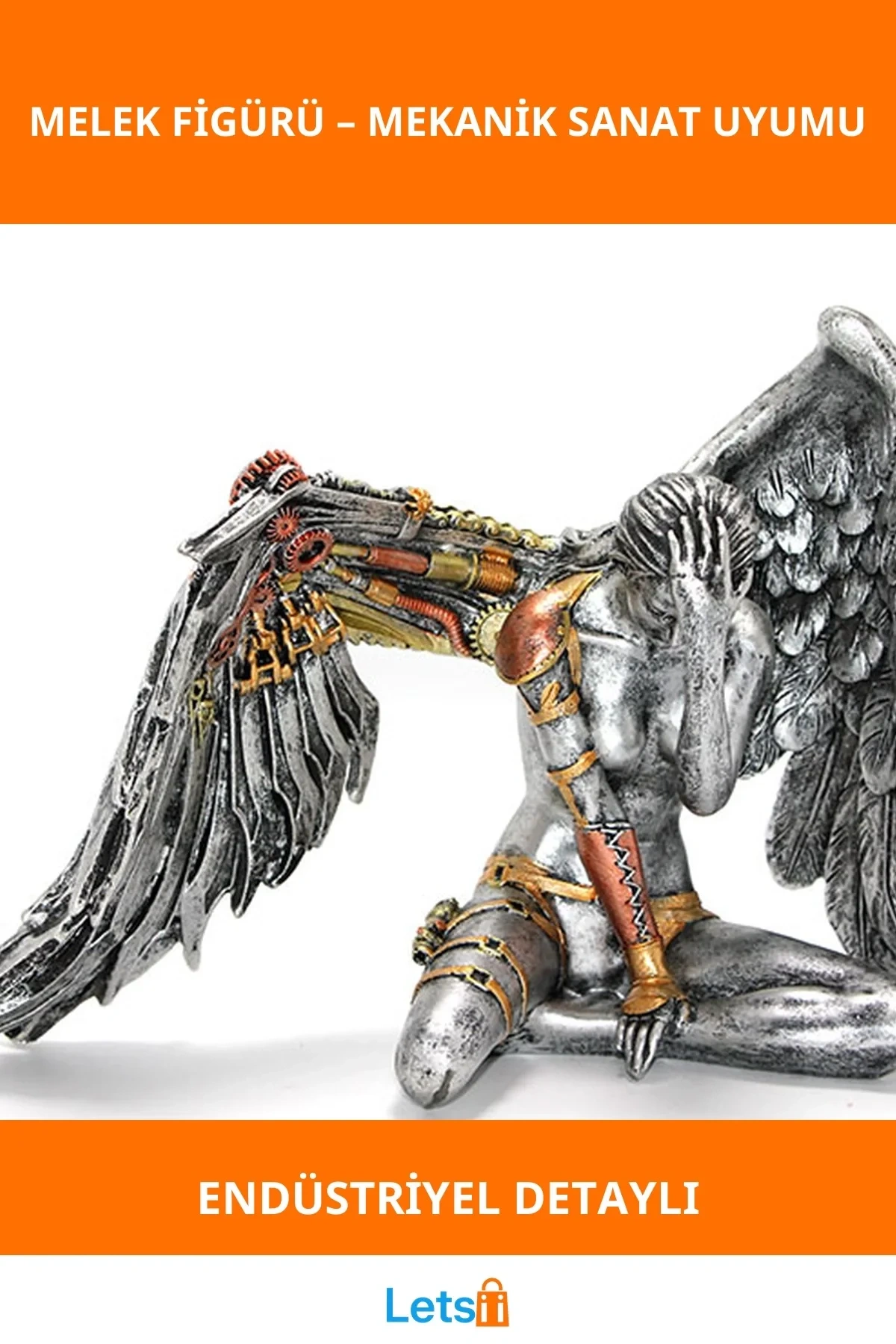 Steampunk Tasarım Polyester Melek Figürü Dekoratif Parça