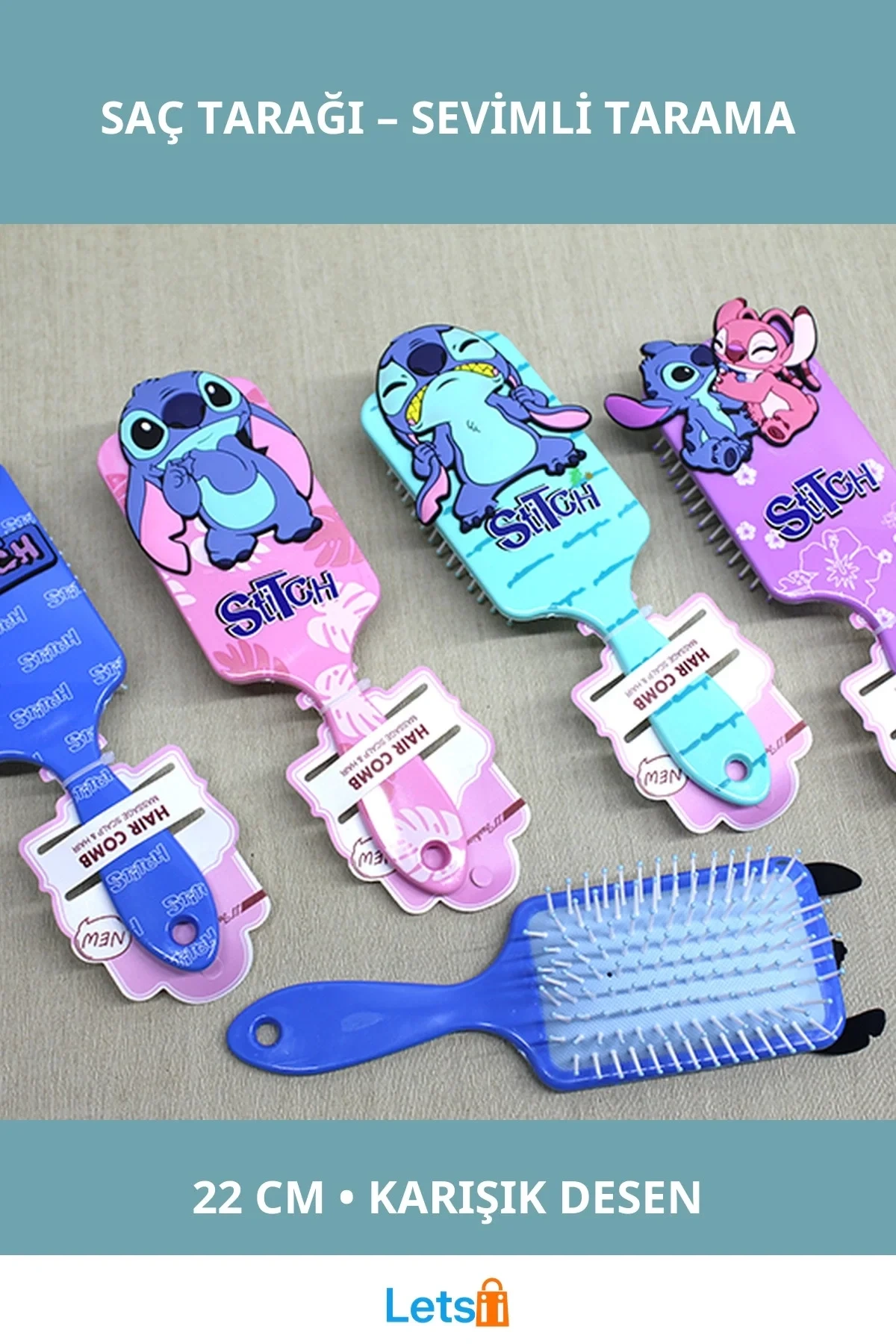 Stitch Tasarımlı Eğlenceli Saç Tarağı 22 cm