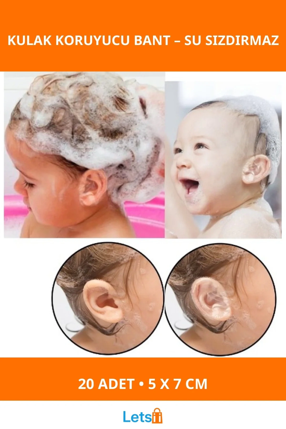Su Geçirmez Bebek Banyo Kulak Koruyucu Bant 20 Adet