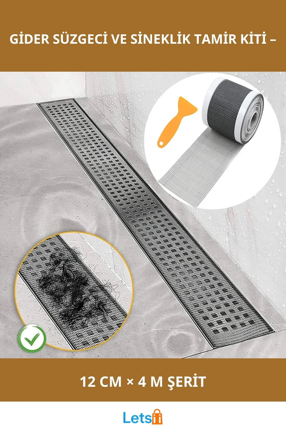 Su Geçirmez Gider Süzgeci ve Sineklik Tamir Kiti 12 cm x 4 metre