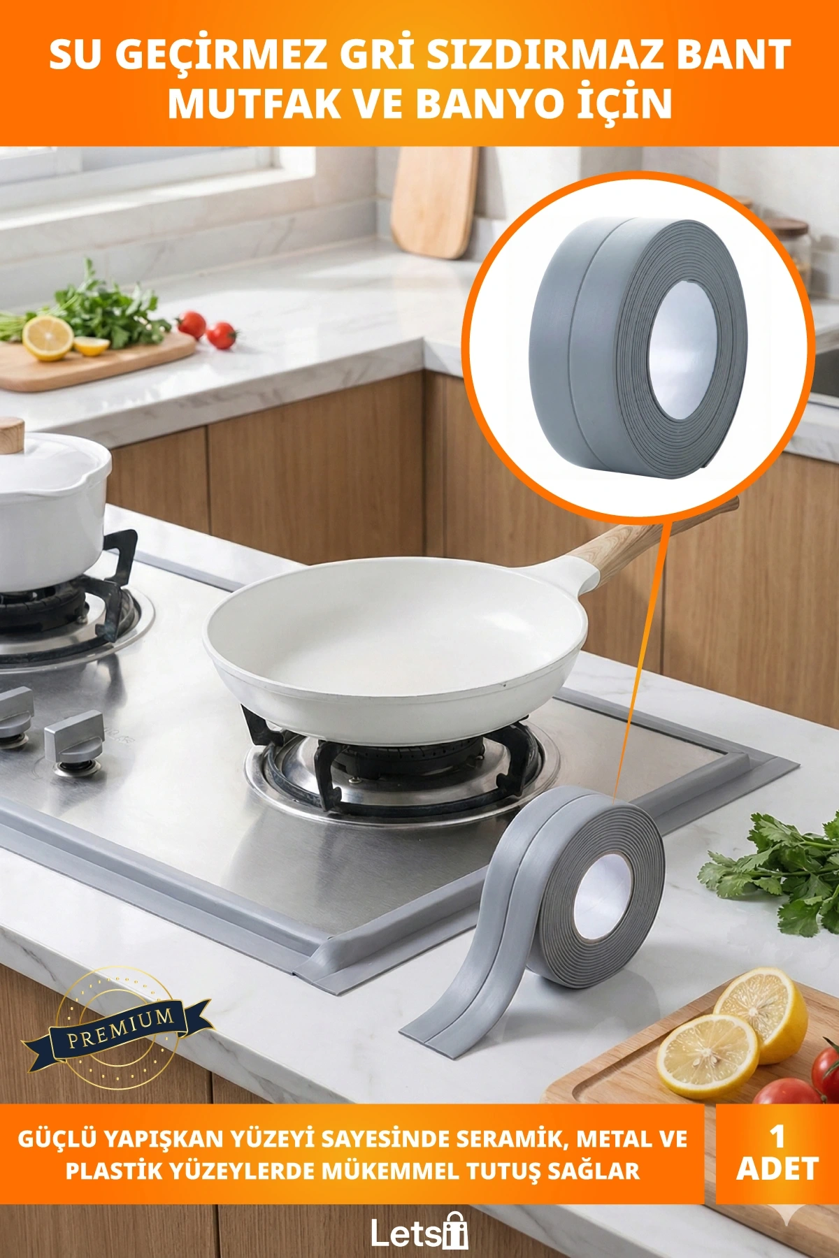 Su Geçirmez Gri Sızdırmaz Bant Mutfak ve Banyo İçin Güçlü Yapışkan Yüzey