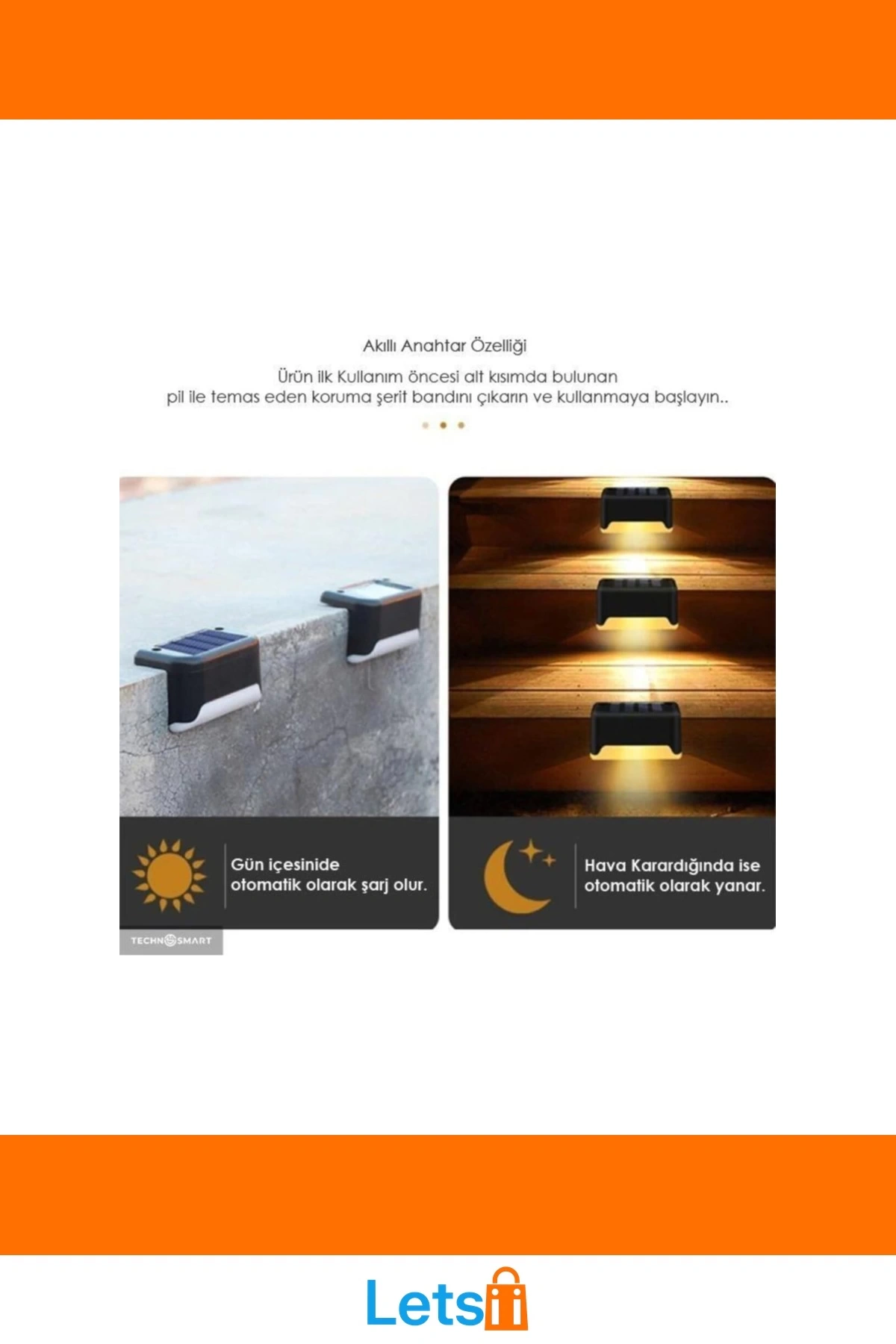 Su Geçirmez Güneş Enerjili Merdiven Lambası 4 Adet