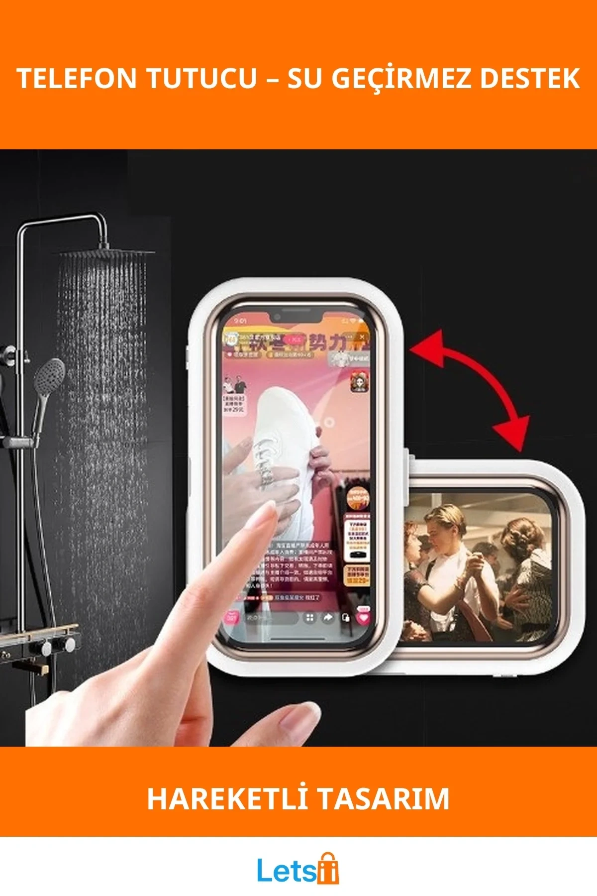 Su Geçirmez Hareketli Telefon Tutucu Stand Beyaz