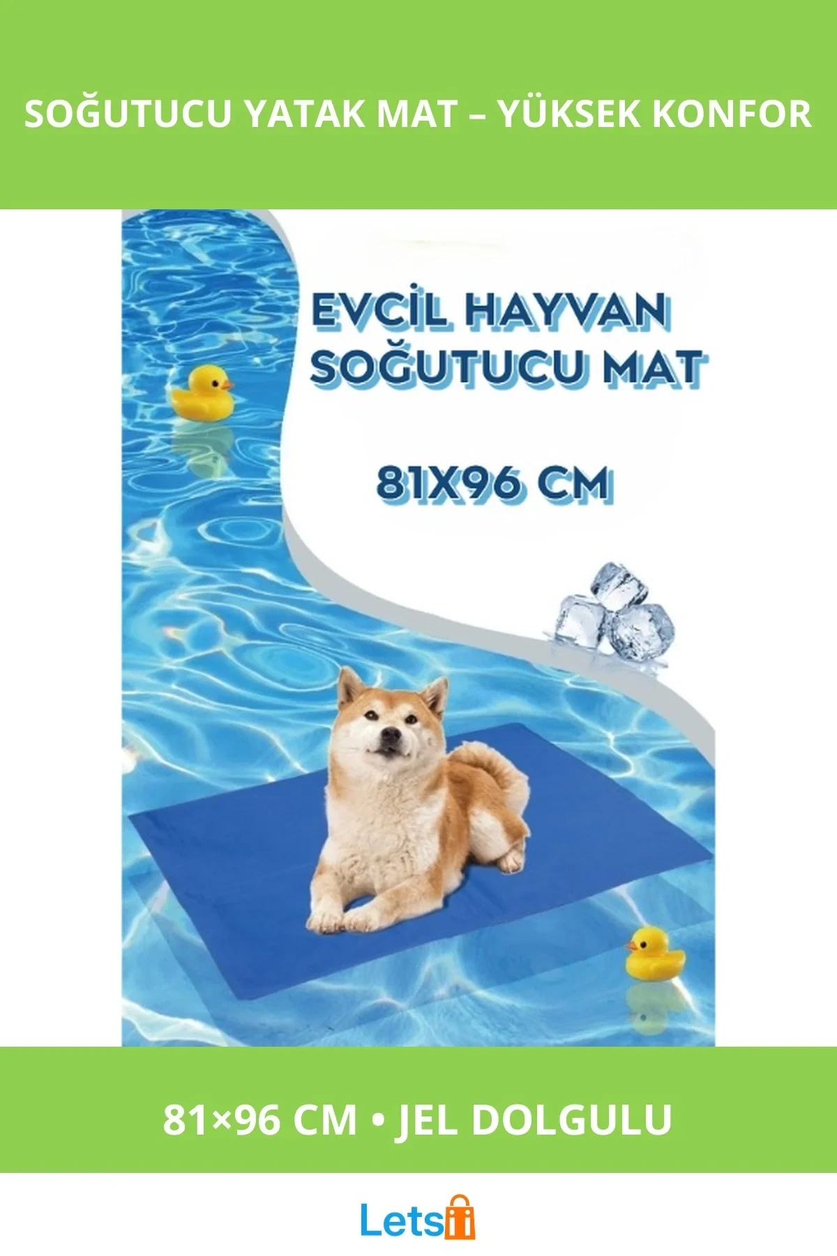 Su Geçirmez Jel Dolgulu Evcil Hayvan Soğutucu Yatak Mat 81x96 cm