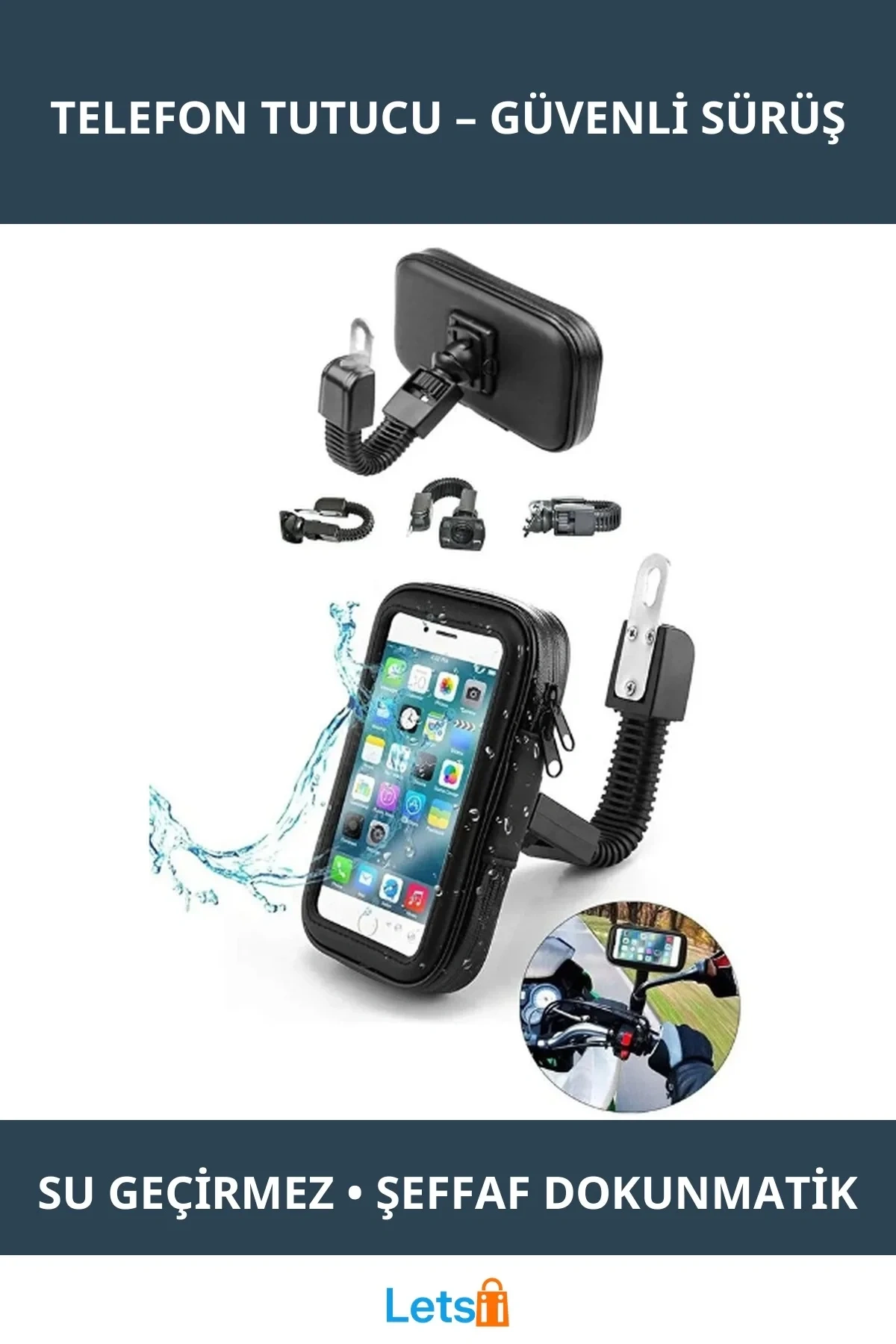 Su Geçirmez Motosiklet Telefon Tutucu