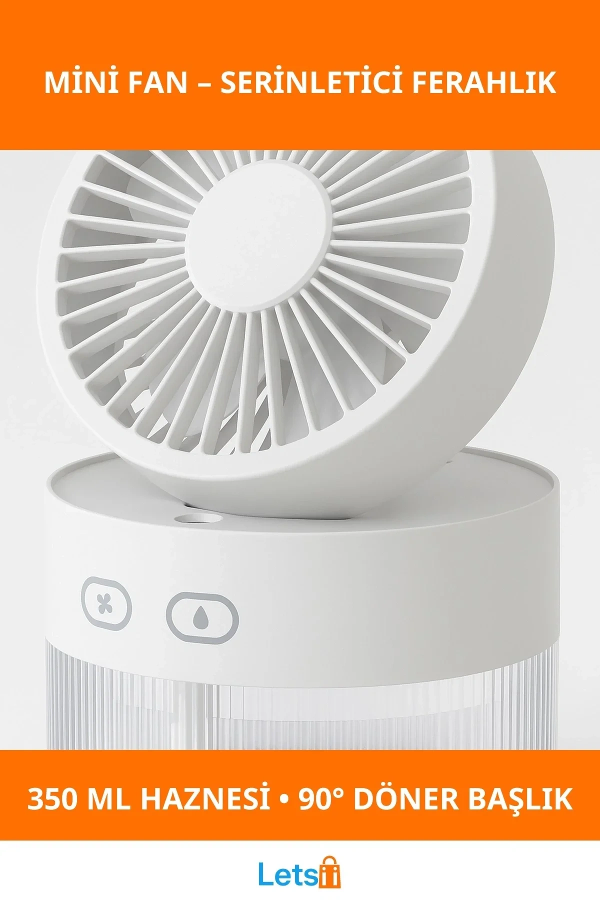 Su Spreyli Katlanır Başlıklı USB Mini Fan