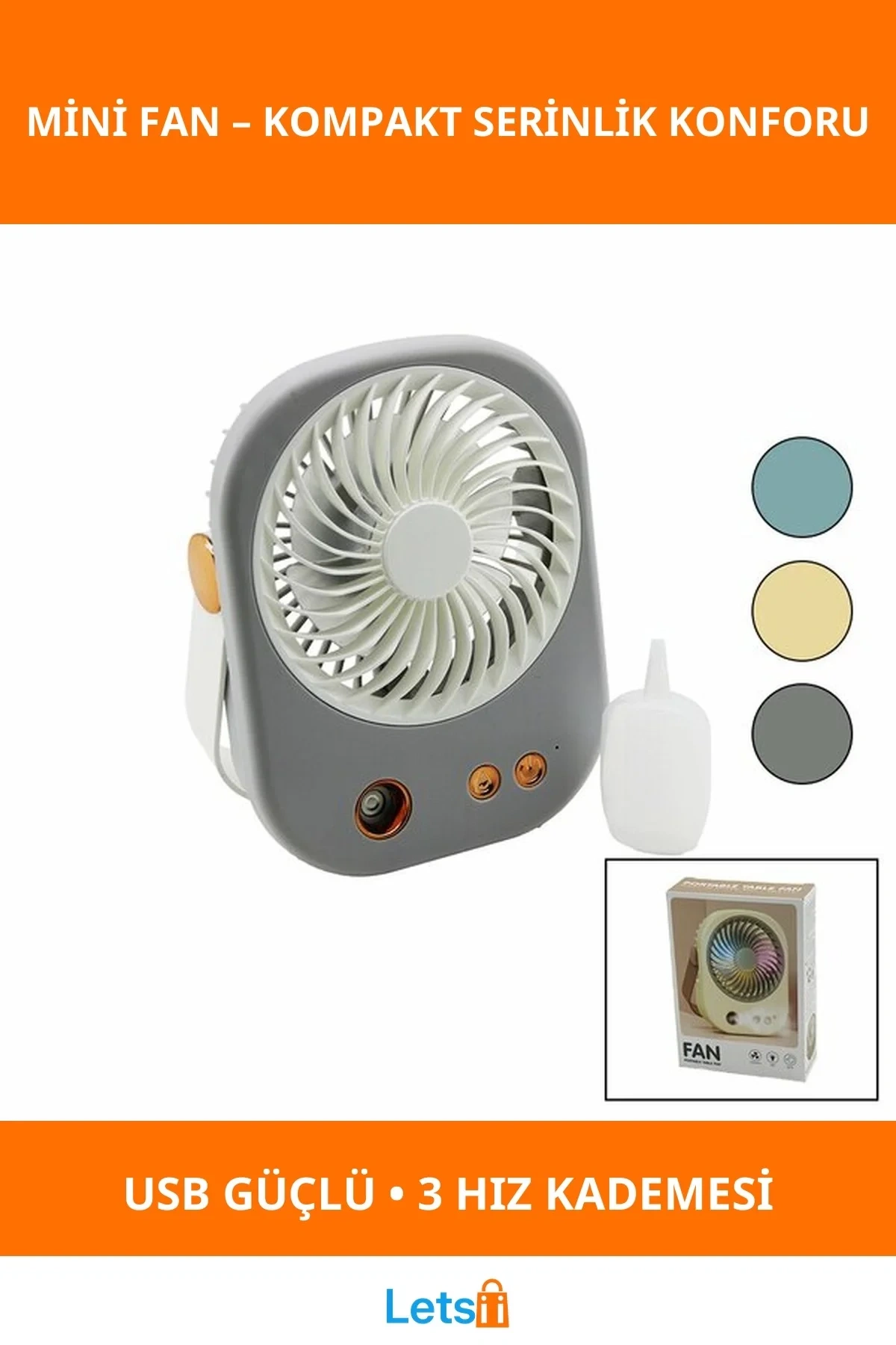 Su Spreyli Masaüstü USB Mini Fan 3 Hızlı Taşınabilir Soğutucu