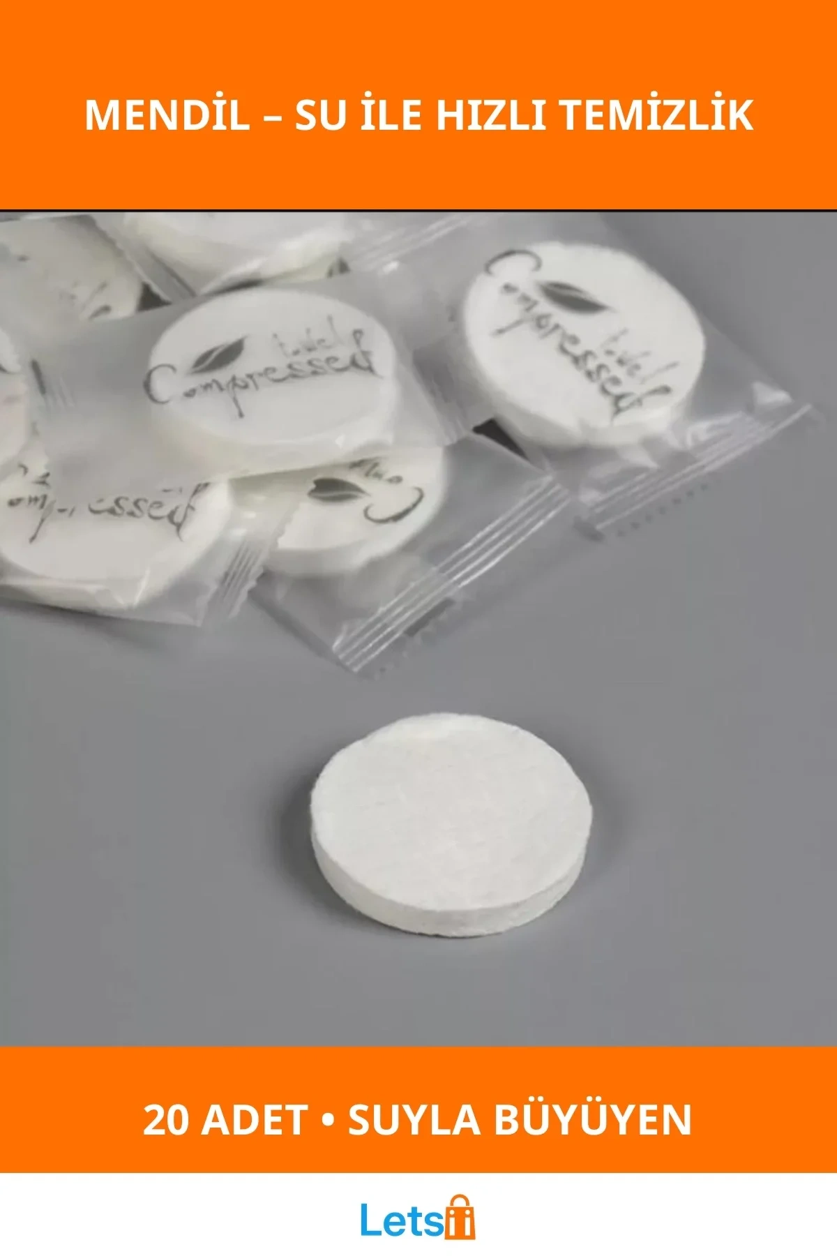 Suda Büyüyen Taşınabilir Sıkıştırılmış Kağıt Mendil 20 Adet