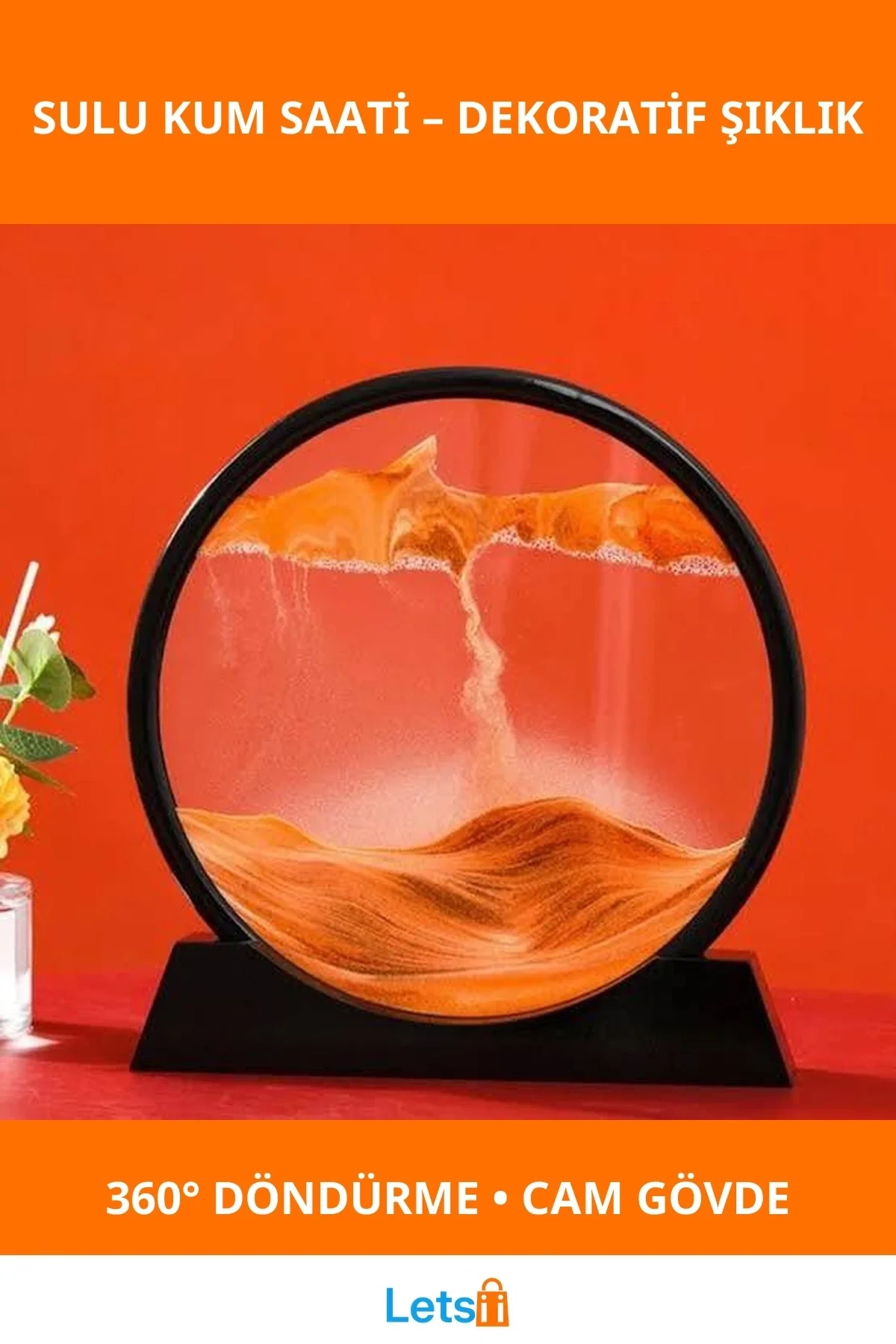 Sulu Kum Saati Orta Boy 18cm Dekoratif Cam Plastik