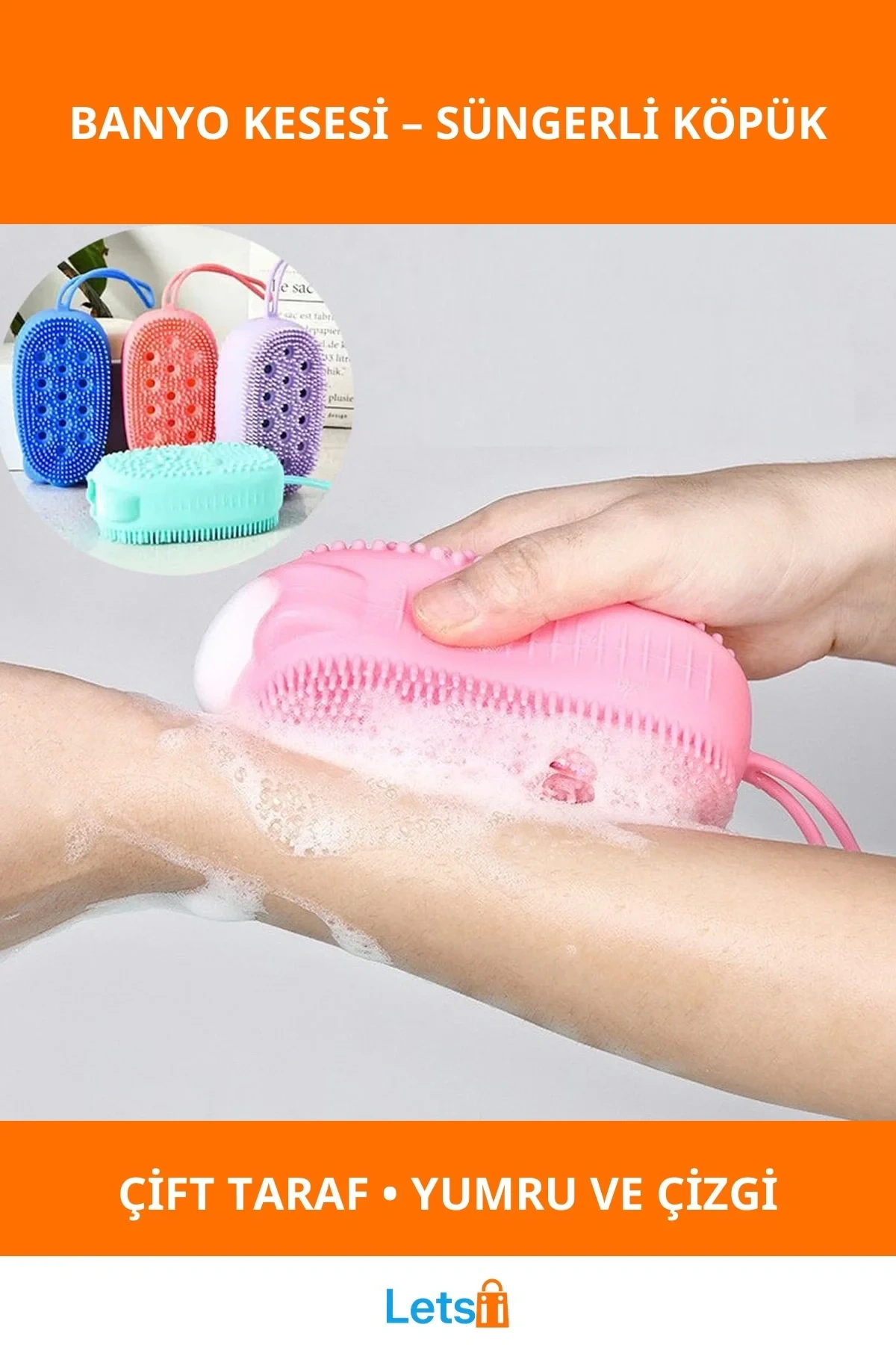 Süngerli Silikon Banyo Kesesi Etkili Temizlik Araç Gereci