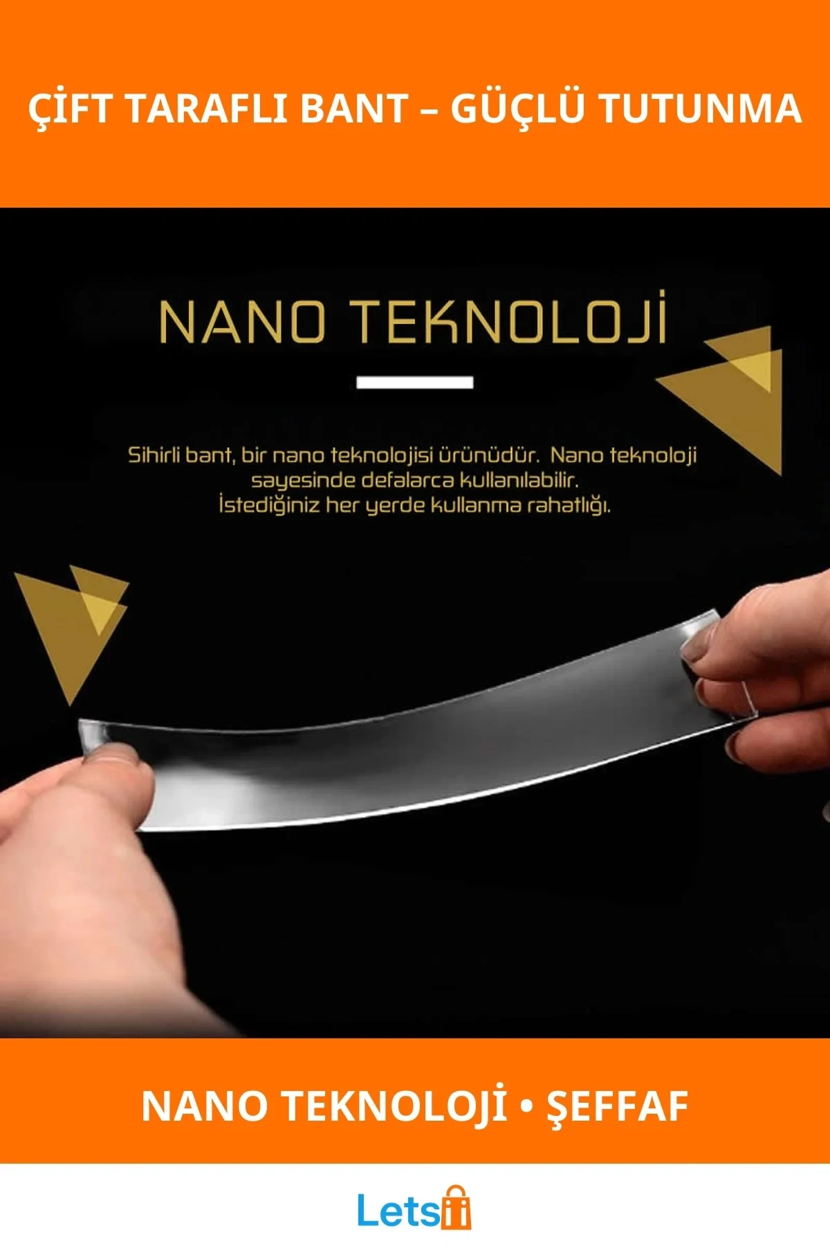 Süper Güçlü Şeffaf Çift Taraflı Bant 1 Adet Nano Teknoloji