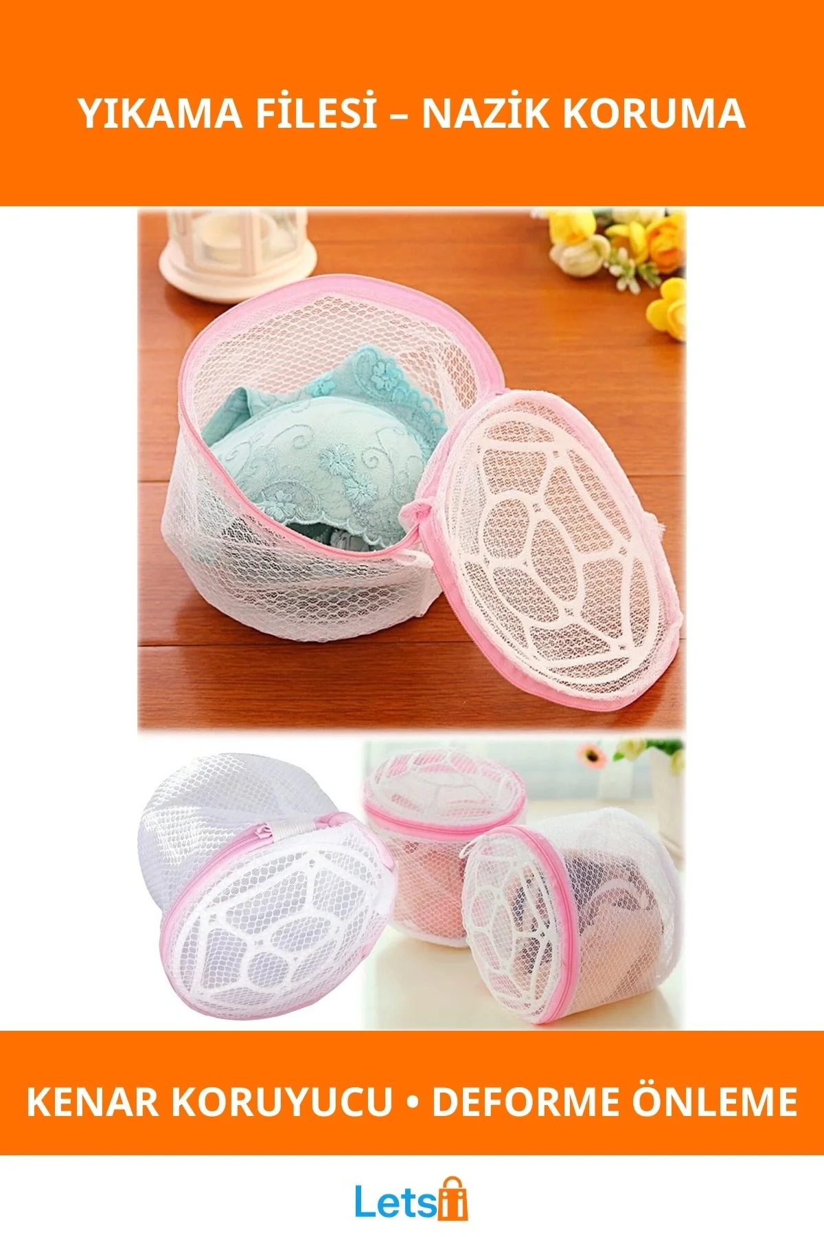 Sütyen İç Çamaşırı Yıkama Filesi Koruyucu Destekli 20 cm x 15 cm