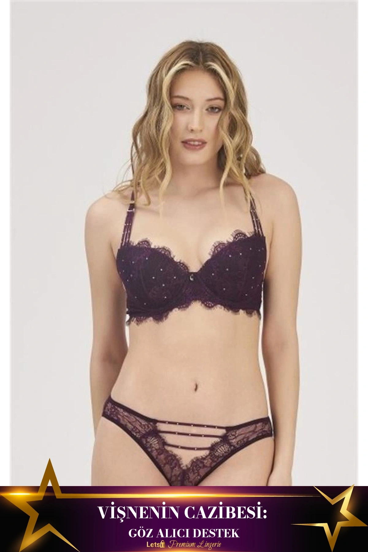 Sütyen Slip Takım Destekleyici İç Giyim Vişne Renk