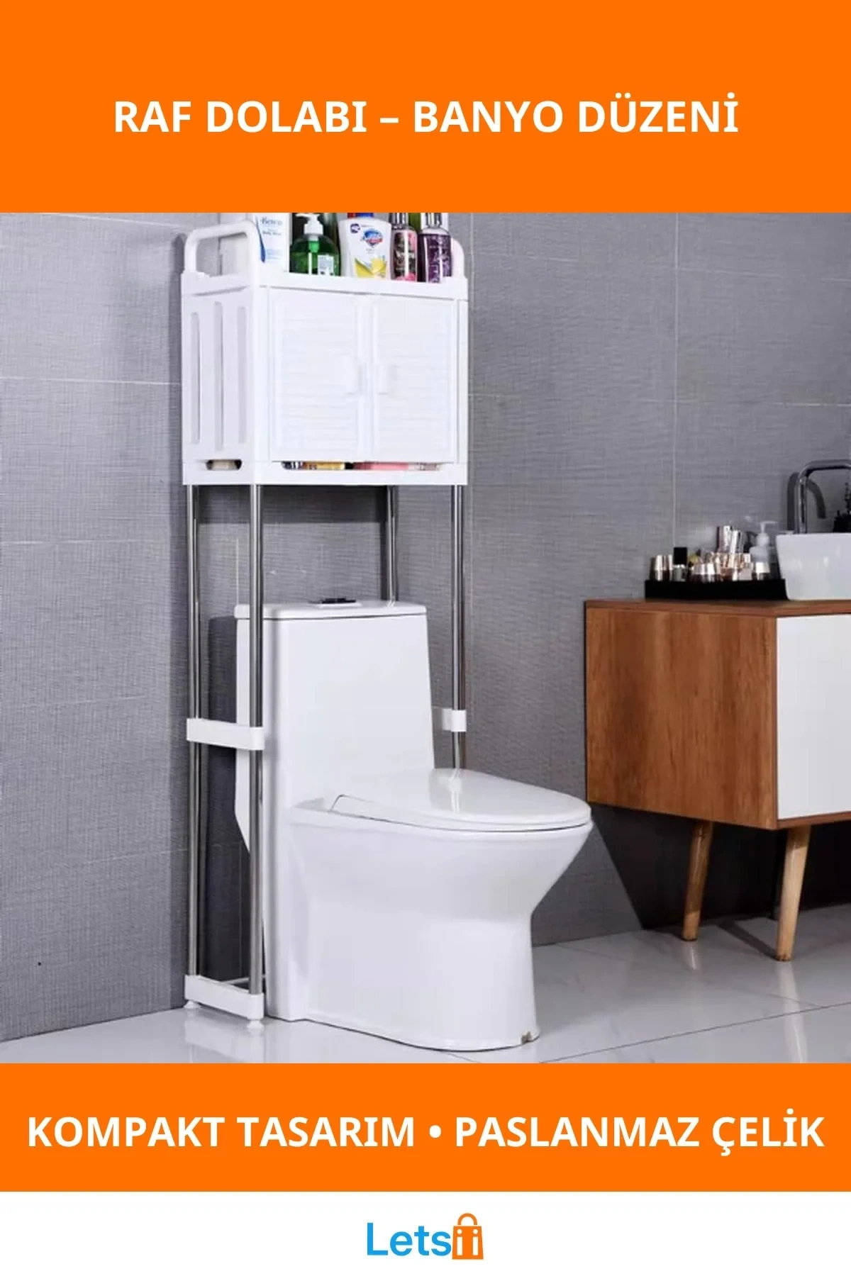 Suya Dayanıklı Fonksiyonel Banyo Düzenleyici Raf Dolabı