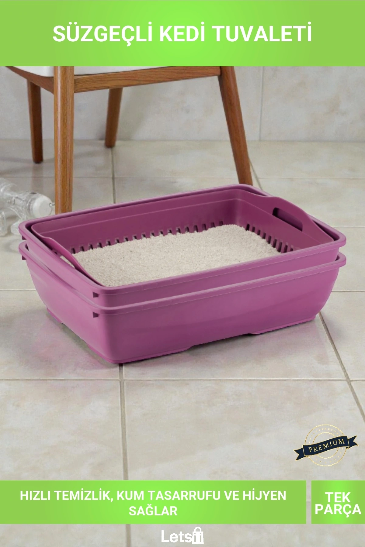 Süzgeçli Pratik Açık Kedi Tuvaleti