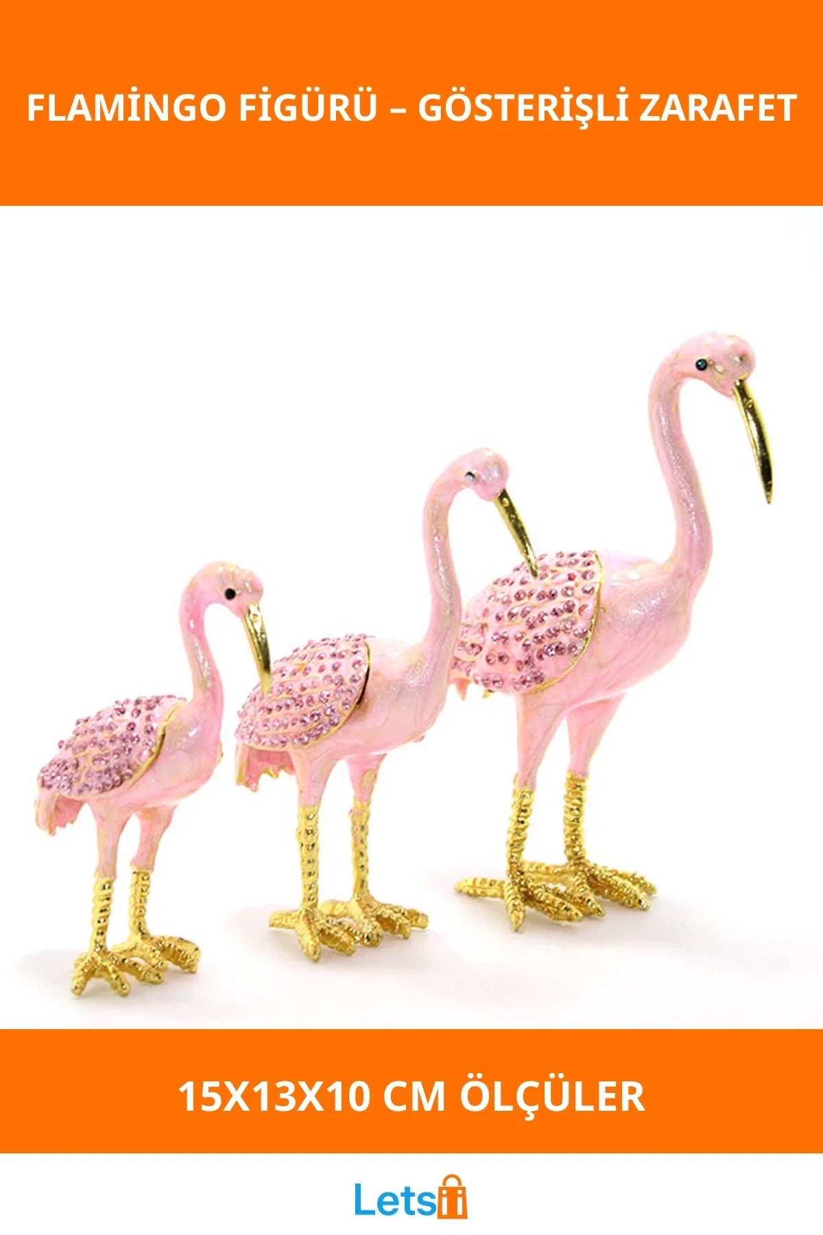 Swarovski Taşlı 3lü Flamingo Dekoratif Set