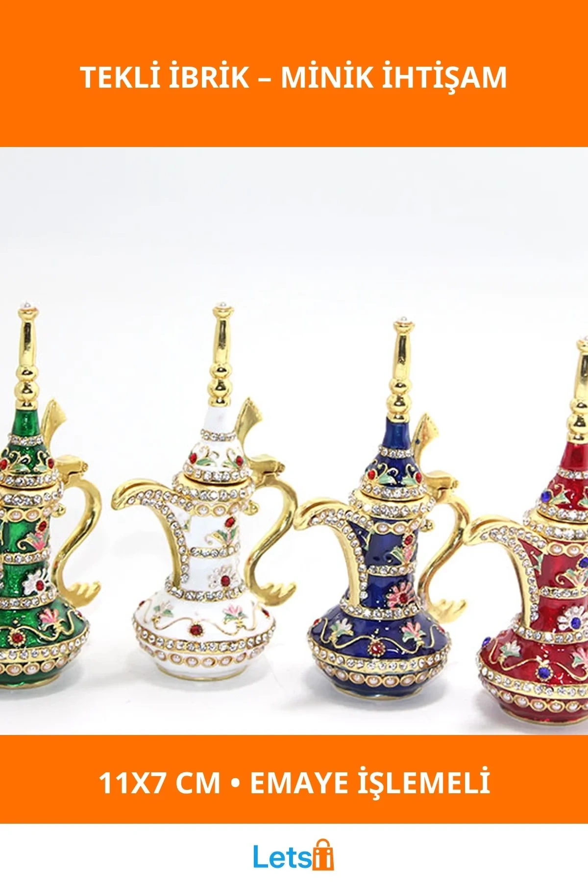 Swarovski Taşlı Altın Kaplama Dekoratif İbrik 11x7 cm