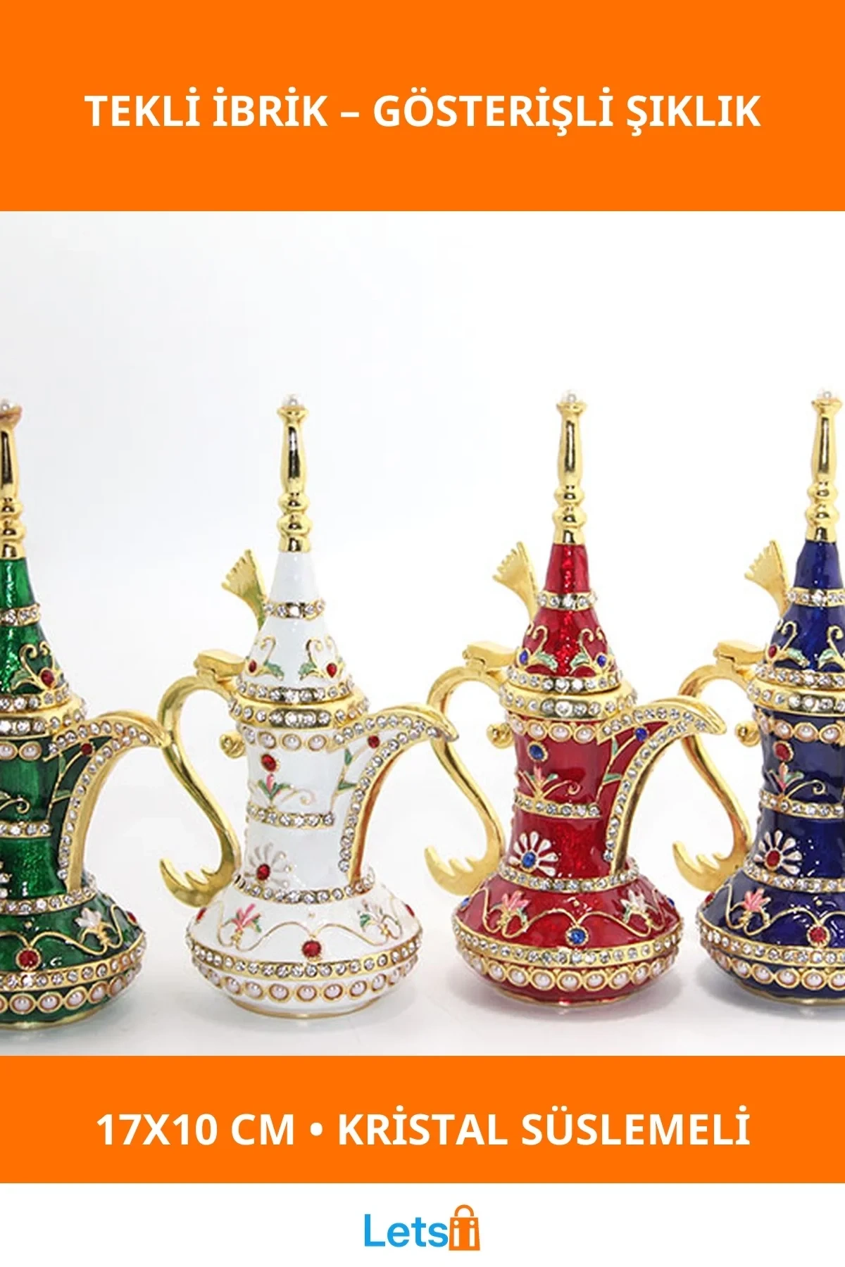 Swarovski Taşlı Altın Kaplama İbrik 17x10 cm