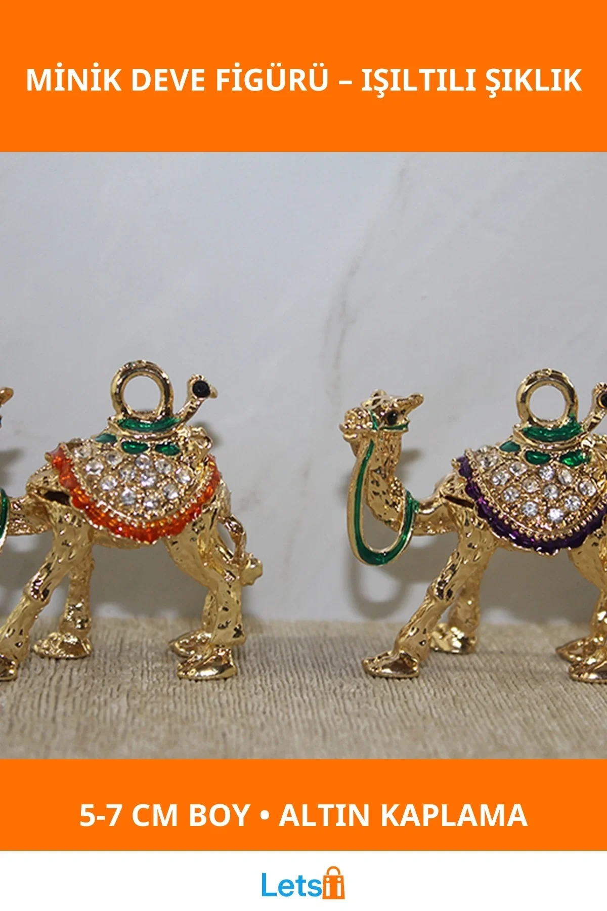 Swarovski Taşlı Altın Kaplama Minik Deve Figürü
