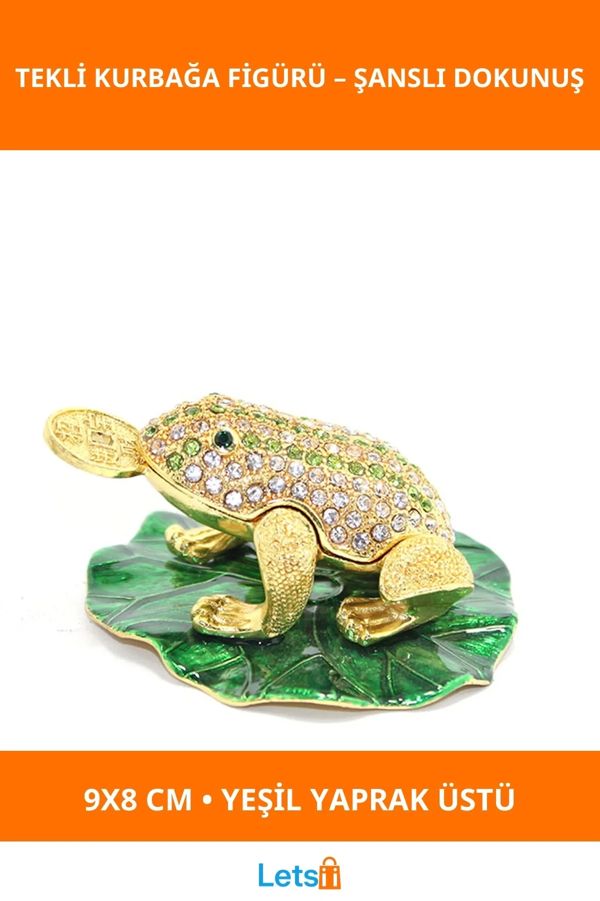 Swarovski Taşlı Altın Kaplama Zarif Dekoratif Kurbağa 9x8 cm