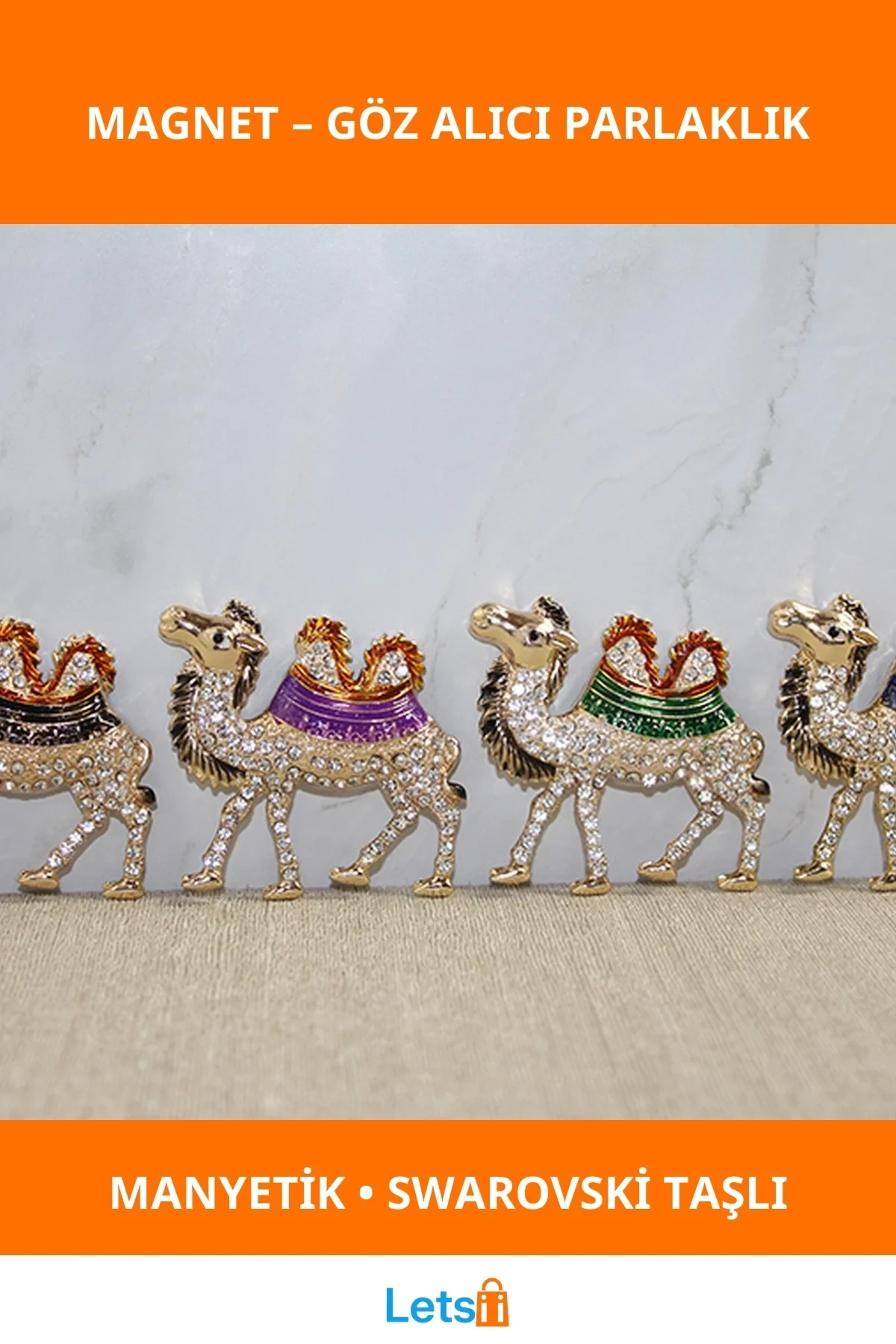 Swarovski Taşlı Deve Figürü Magnet