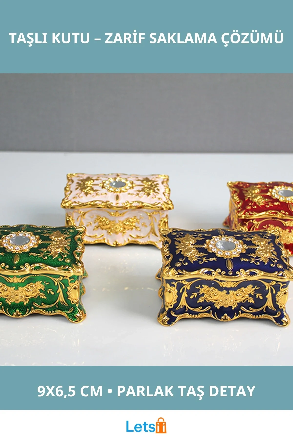 Swarovski Taşlı Şık Kutu 9x6.5 cm Dekoratif Eşya Saklama