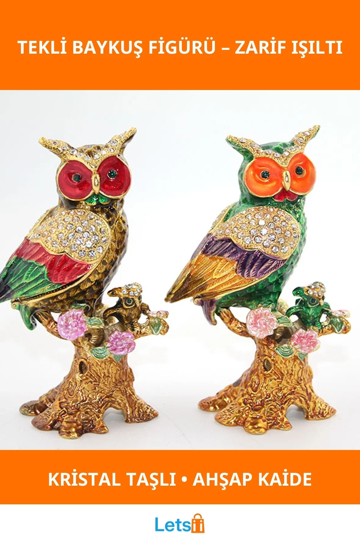 Swarovski Taşlı Şık Tekli Baykuş Dekoratif Obje