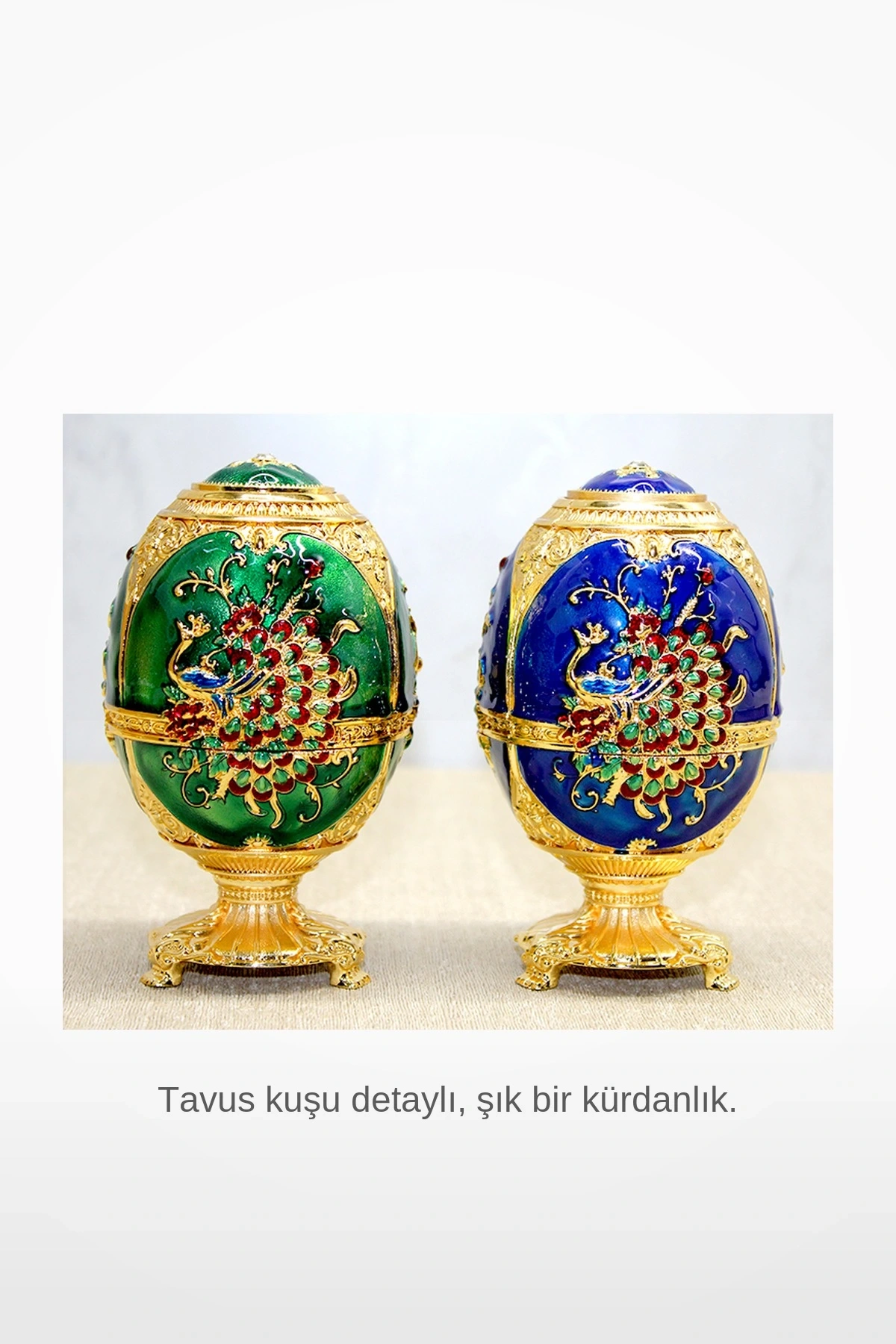 Swarovski Taşlı Tavuskuşu Desenli Altın Detaylı Kürdanlık