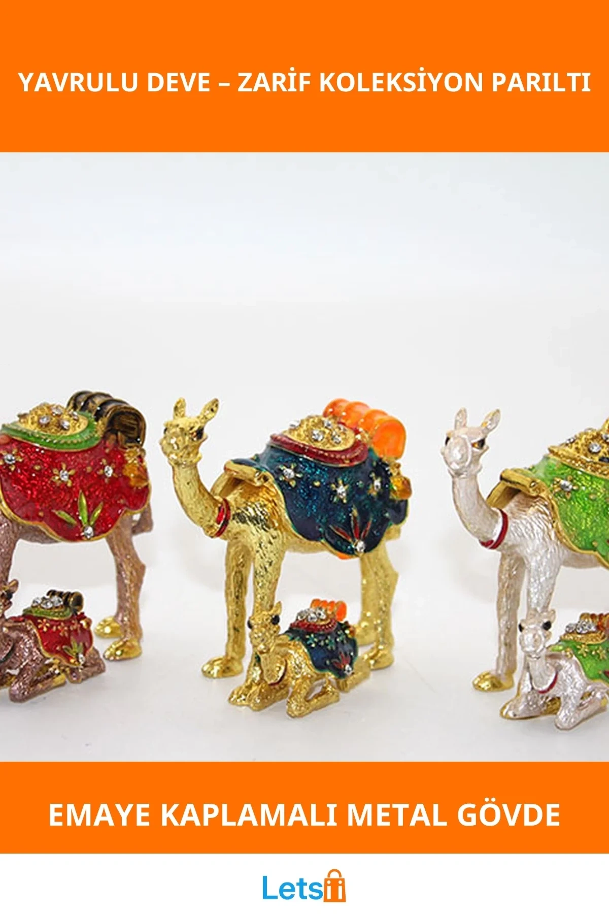 Swarovski Yavrulu Deve Şık Dekoratif Obje