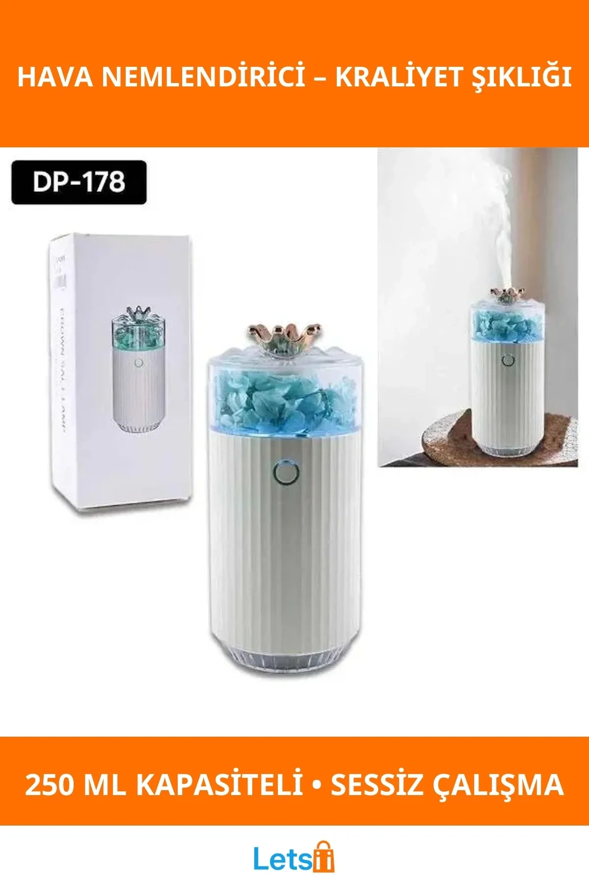 Taçlı Portatif Hava Nemlendirici Sessiz Çalışma