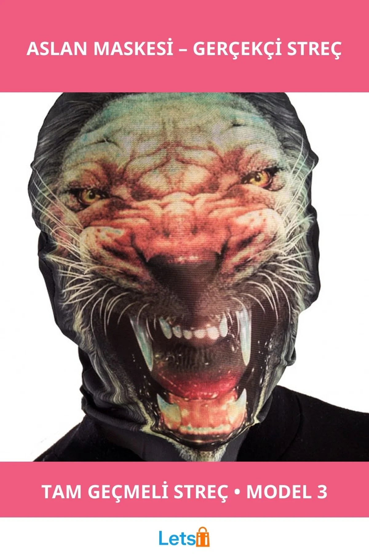 Tam Geçmeli Streç Aslan Maskesi Yetişkin