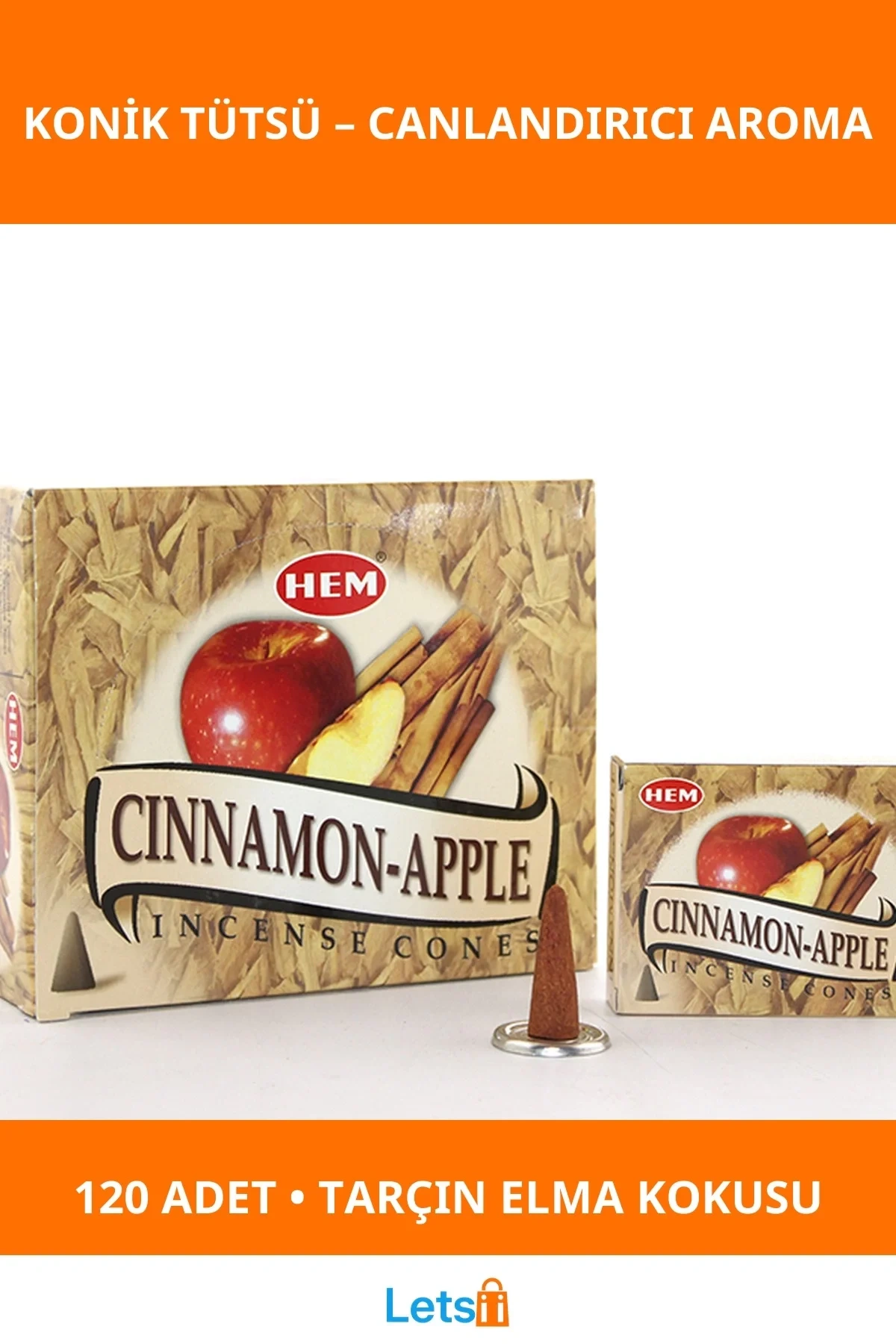 Tarçın Elma Aromalı Konik Tütsü 12 Paket 10 Adet