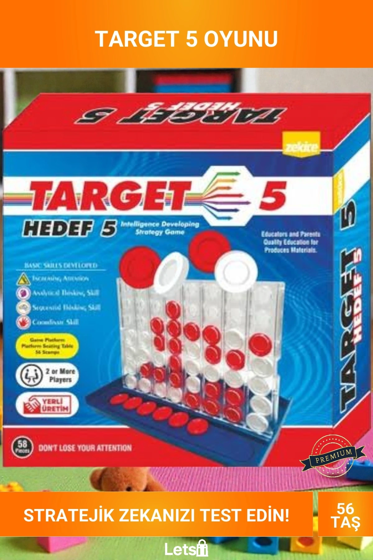 Target 5 Hedef 5 Zeka Strateji Oyunu 2 Kişilik Masaüstü 8x7 Platform Aile Oyunu