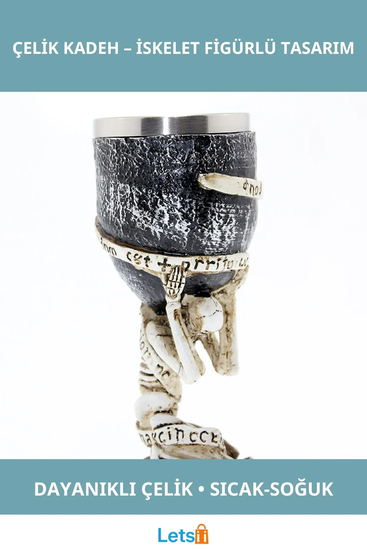 Tasarım Paslanmaz Çelik Kadeh Bardak Şık İskelet Figürü