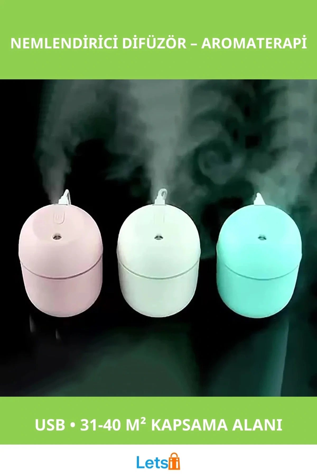 Taşınabilir Aroma Difüzörü ve Hava Oda Nemlendirici 220ml Kapasiteli, USB Şarjlı