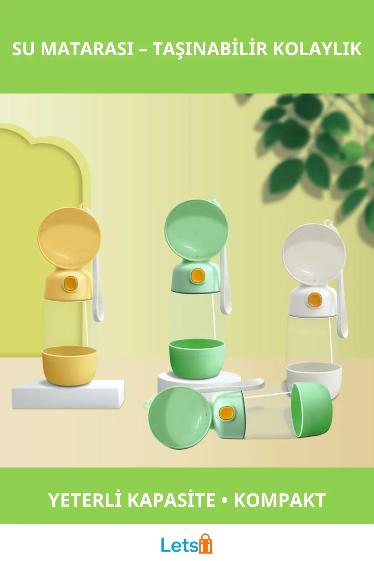 Taşınabilir Evcil Hayvan Mama Hazneli Su Matarası