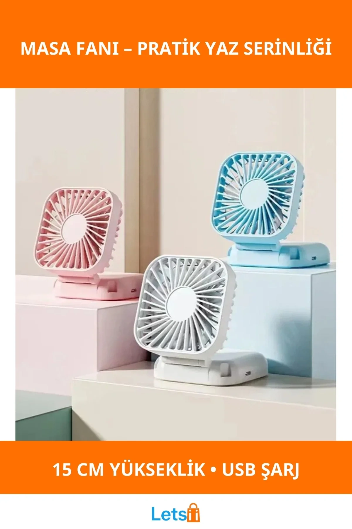 Taşınabilir Katlanabilir USB Masa Fanı 15 cm Hızlı Şarj