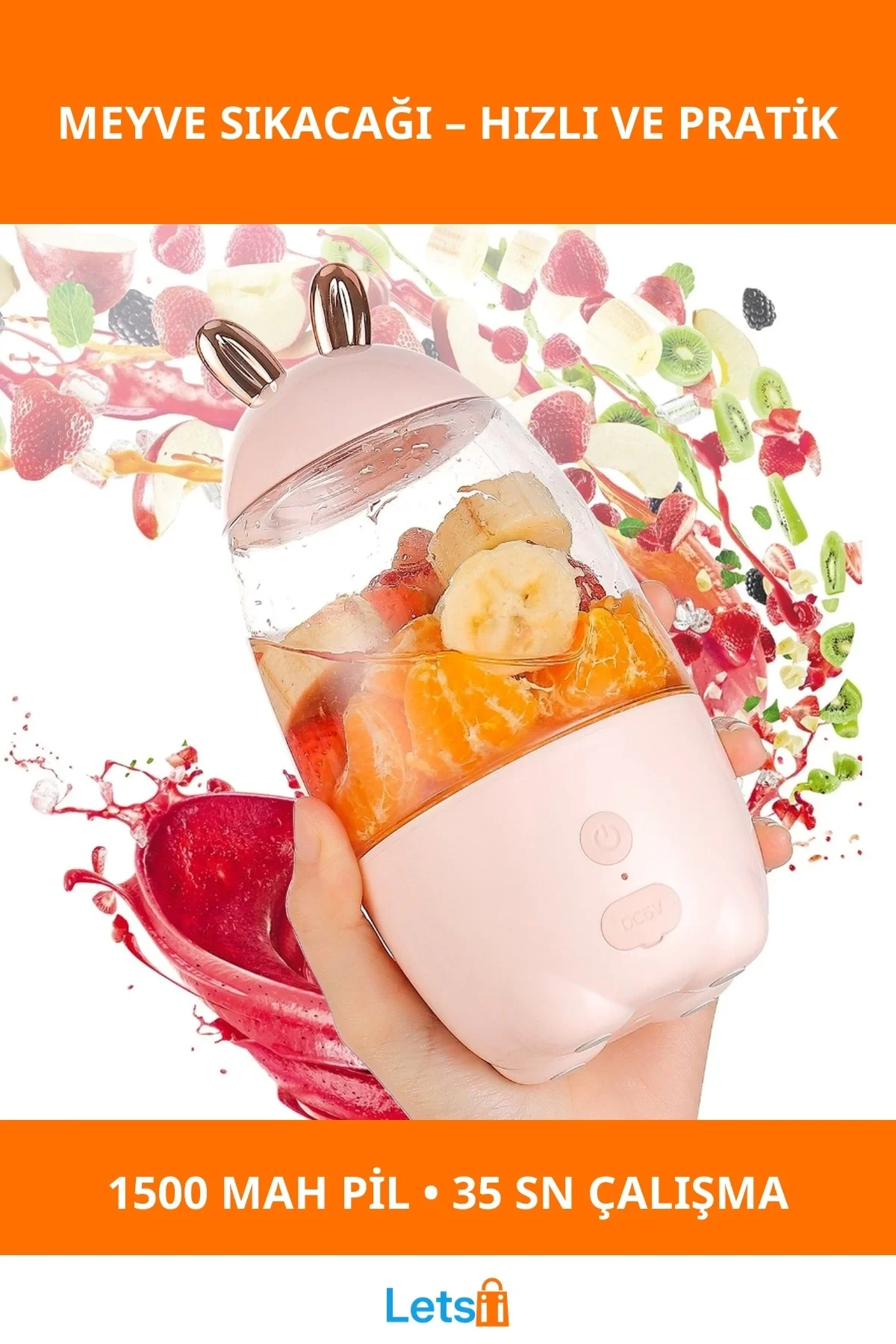 Taşınabilir Şarj Edilebilir Meyve Sıkacağı Kablosuz, Kompakt ve Hızlı