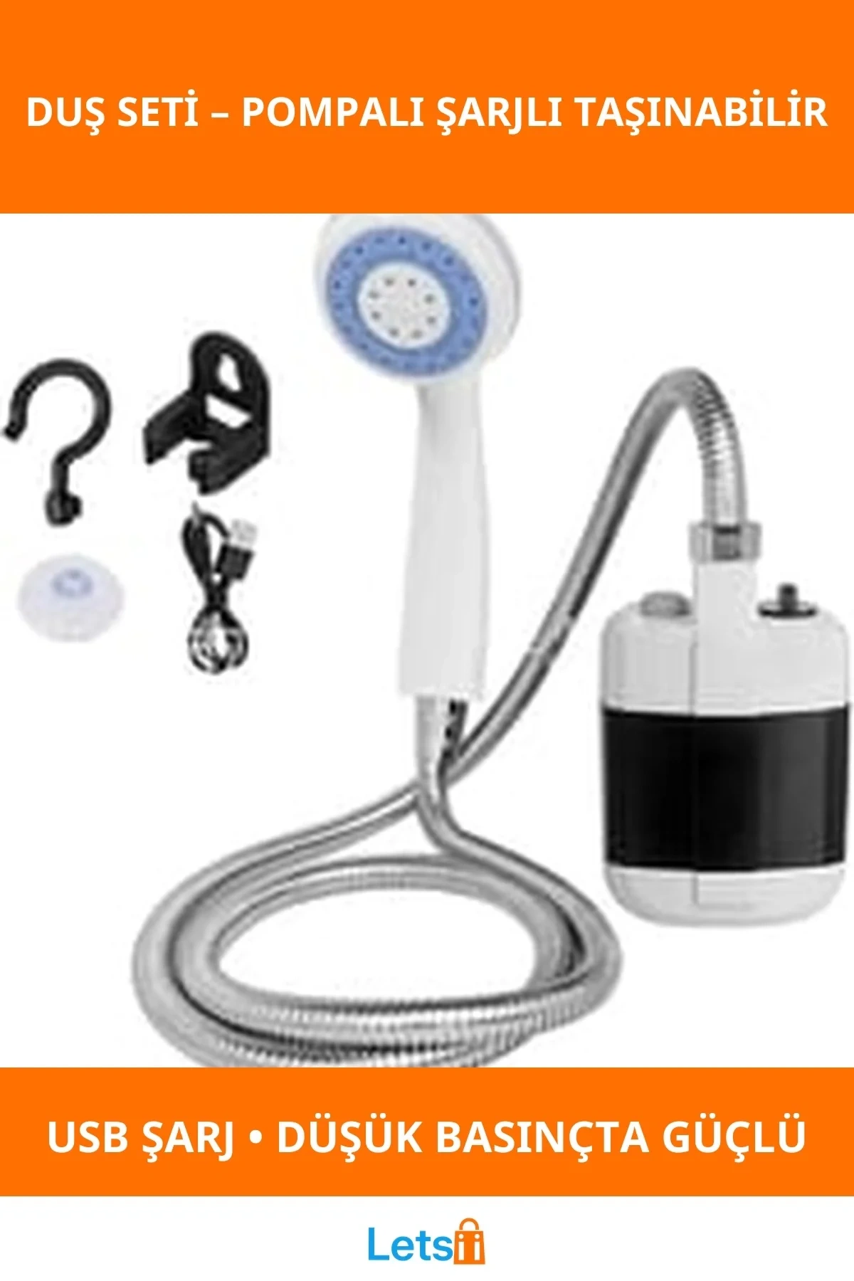 Taşınabilir USB Şarjlı Pompalı Duş Gözesi