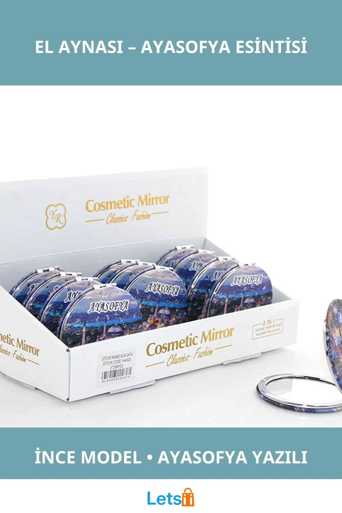 Taşlı İstanbul Tasarımı İnce El Aynası Ayasofya Detaylı