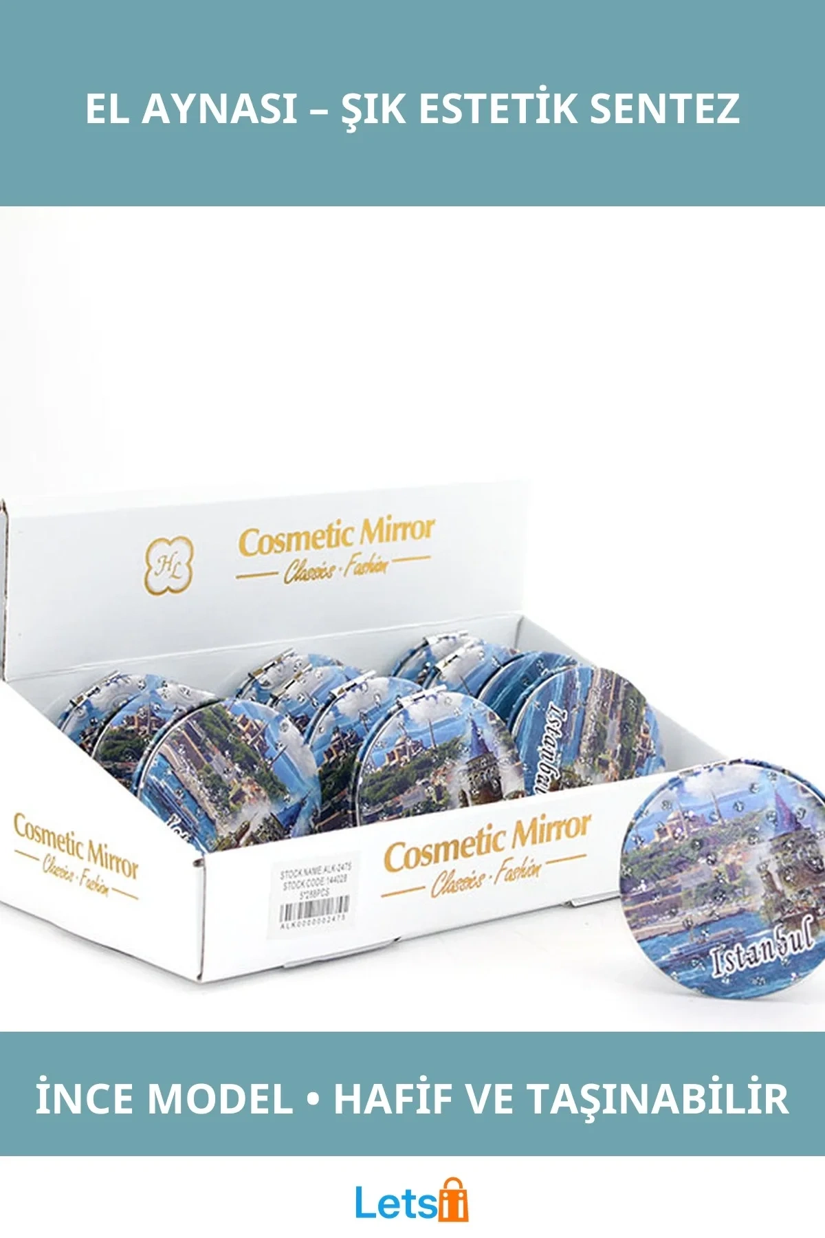 Taşlı İstanbul Tasarımı İnce El Aynası Estetik 19