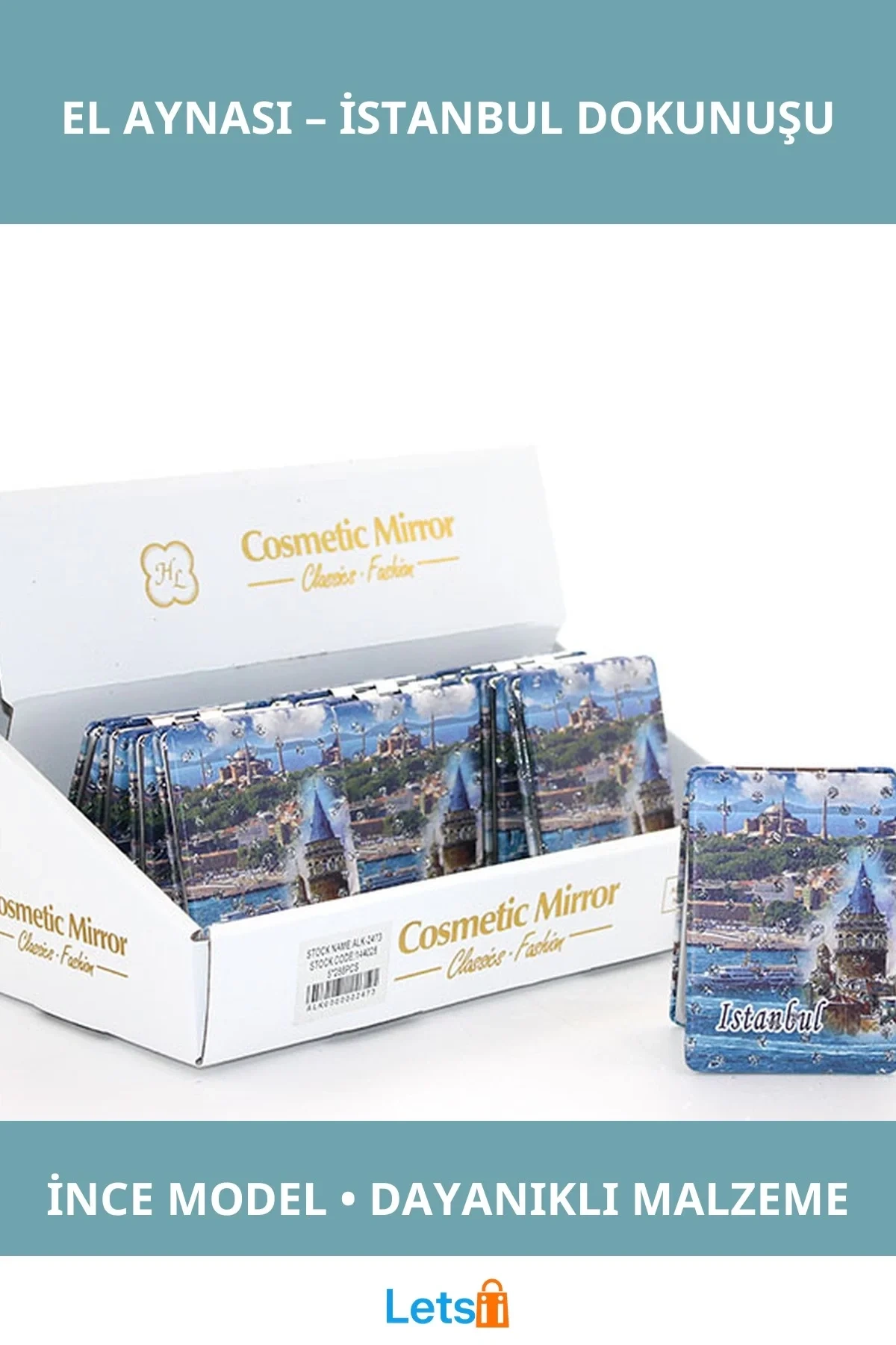 Taşlı İstanbul Tasarımı Şık İnce El Aynası